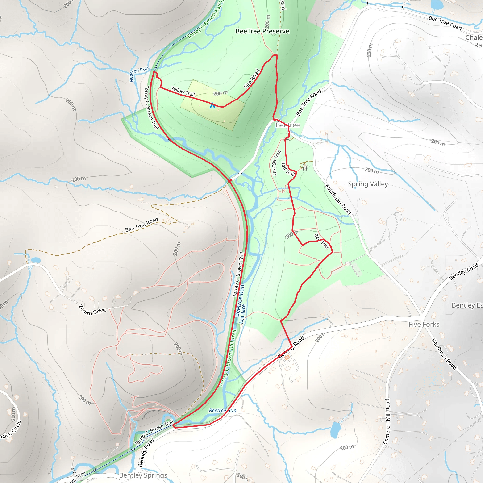 Red Trail and Torrey C Brown Trail Loop mobile static map