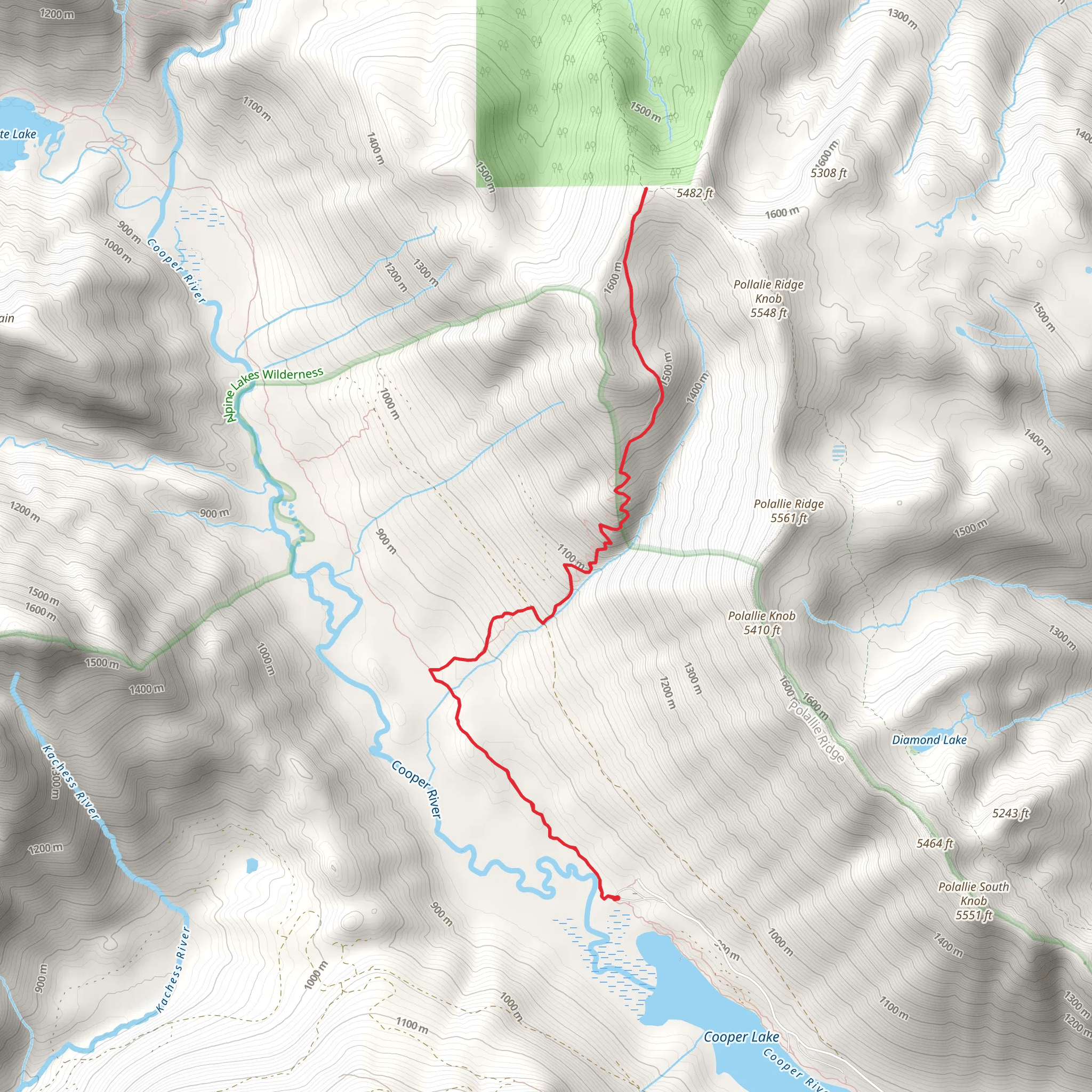 Tired Creek via Pete Lake Trail mobile static map