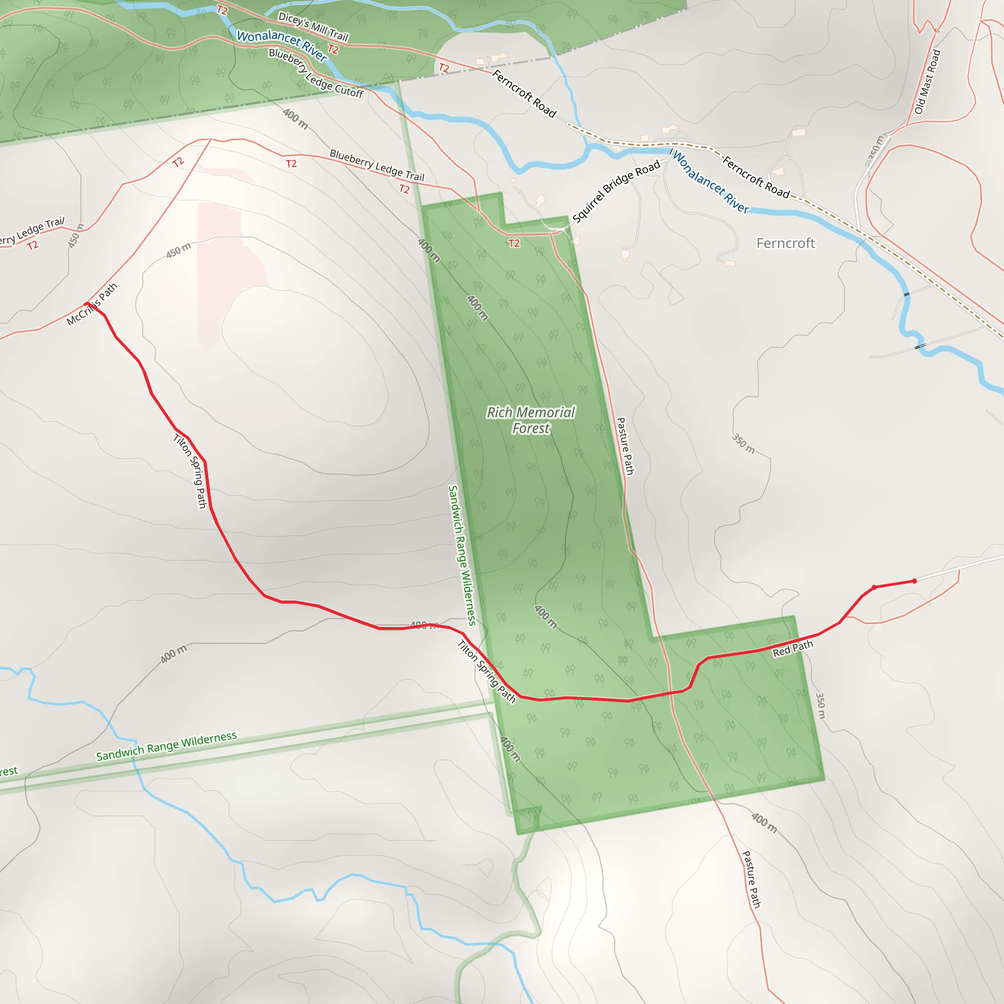 Tilton Spring Path via Red Path mobile static map