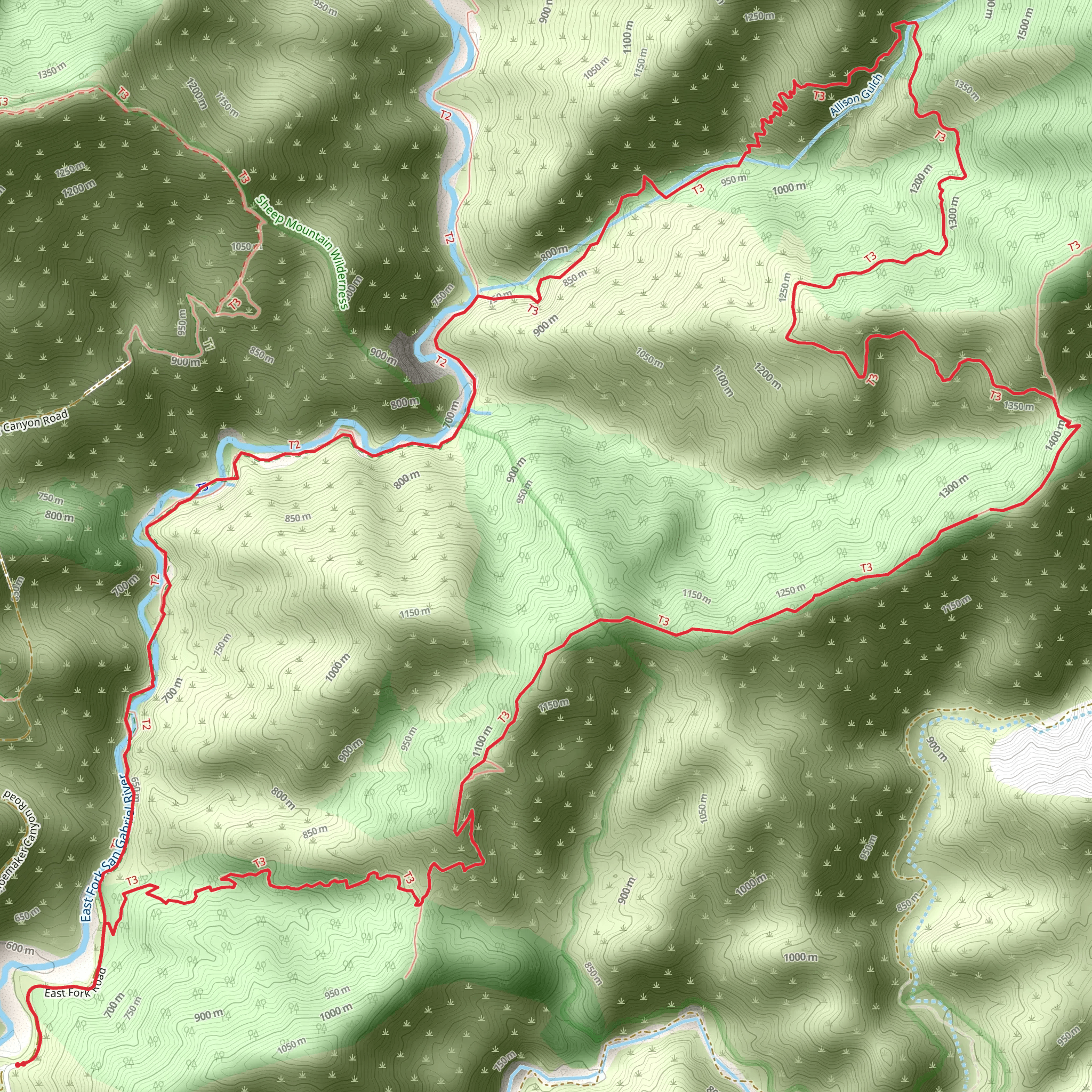 Allison Mine Loop Trail mobile static map