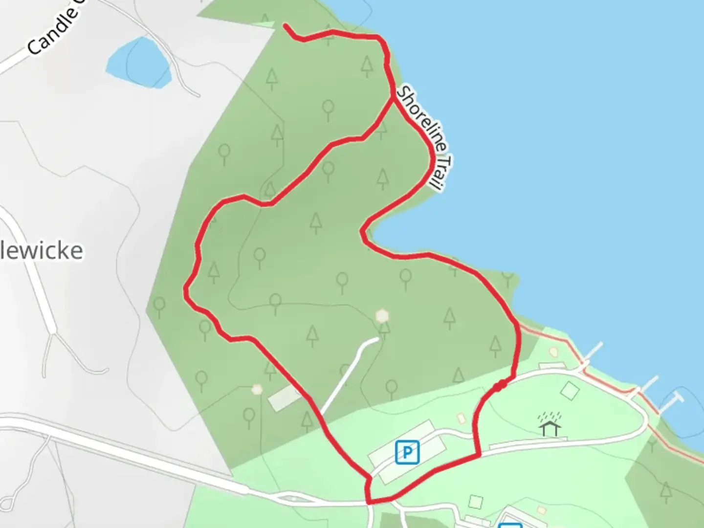 An image depicting the trail Shoreline Loop Trail and its surrounding area.