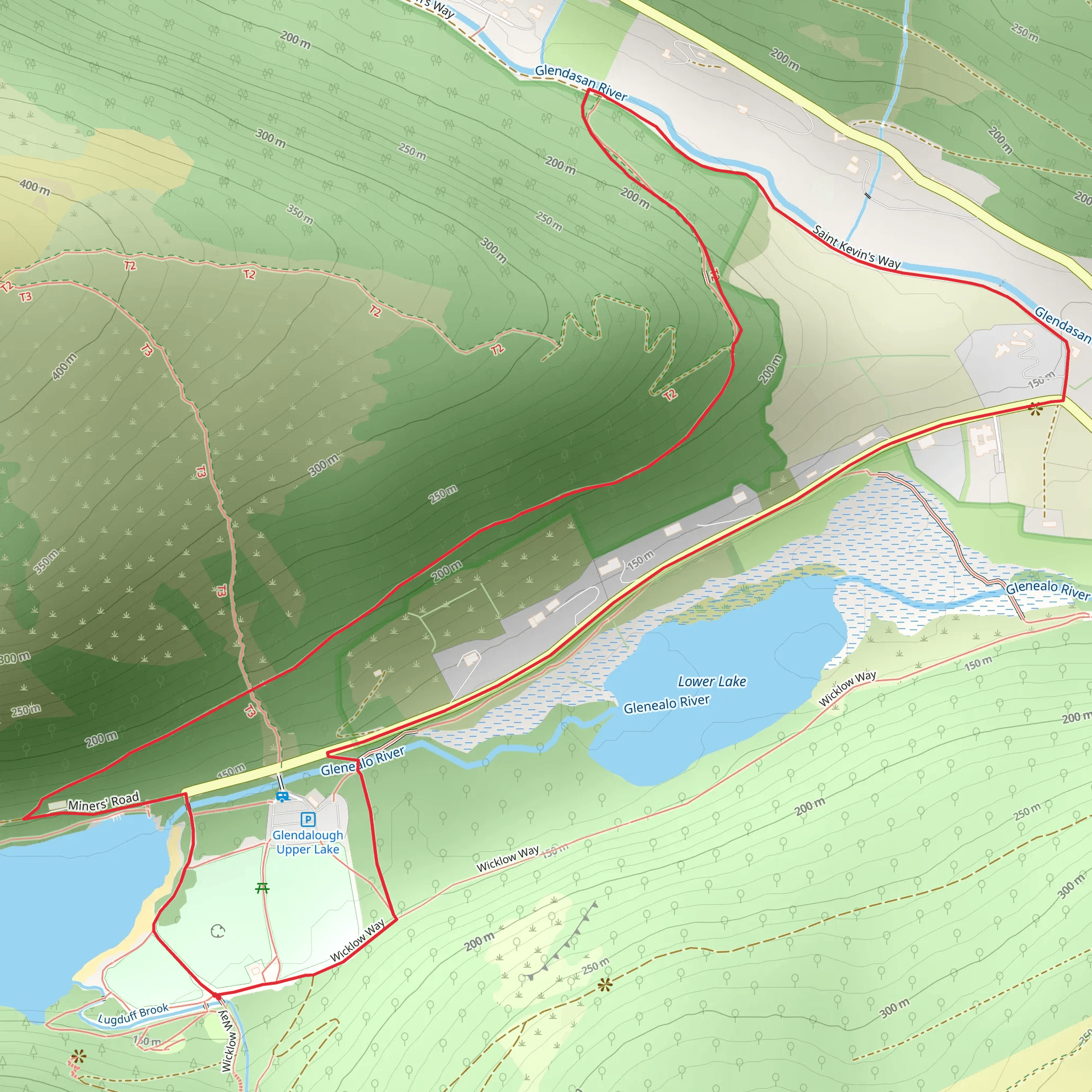 Woodland Road - Glendalough mobile static map