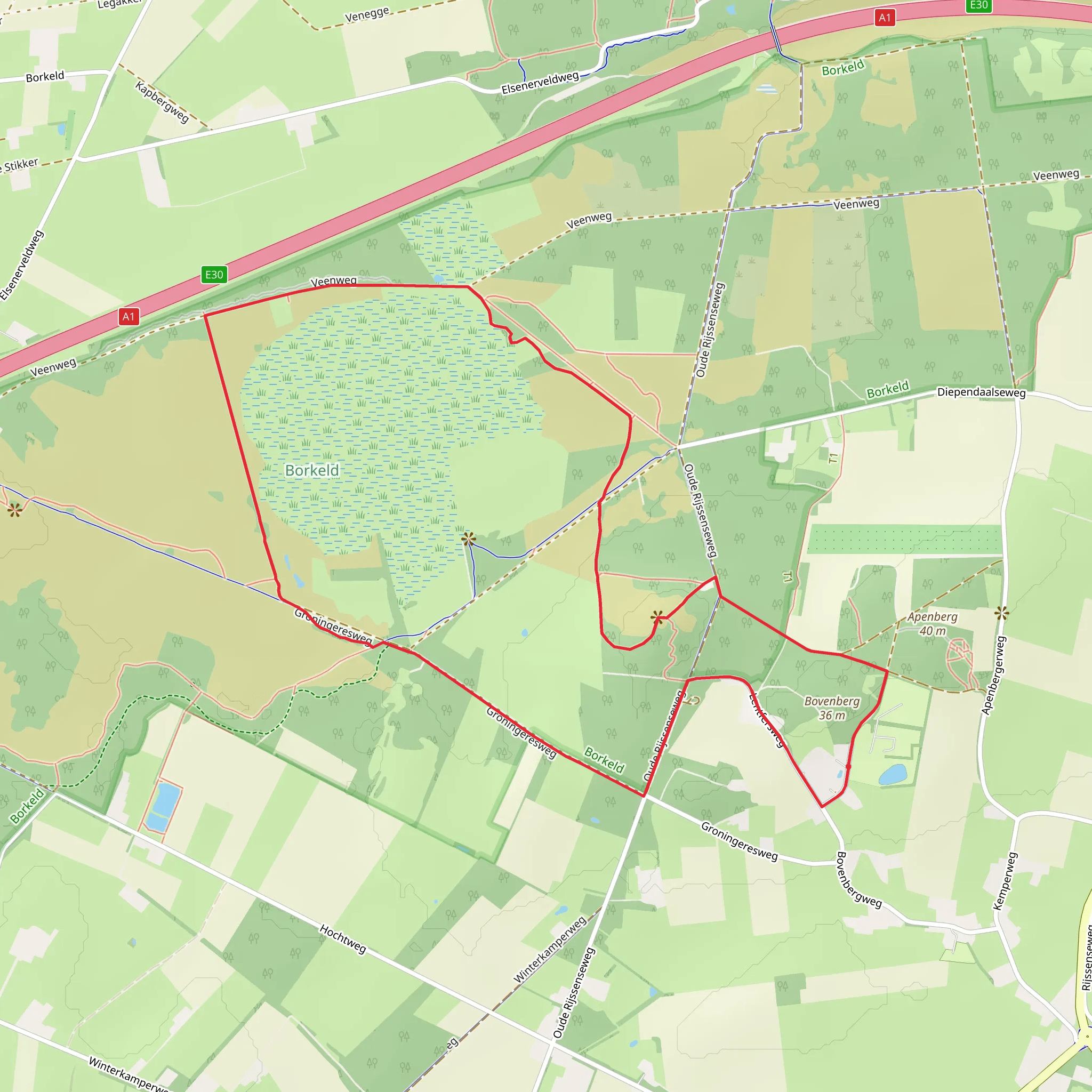 Bovenberg Gele and Bovenberg Paarse Loop Route mobile static map