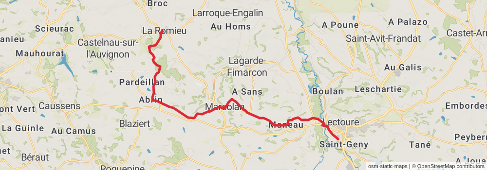 Camino Strasbourg-Saint Jean Pied de Port via Le Puy stage 70 Map