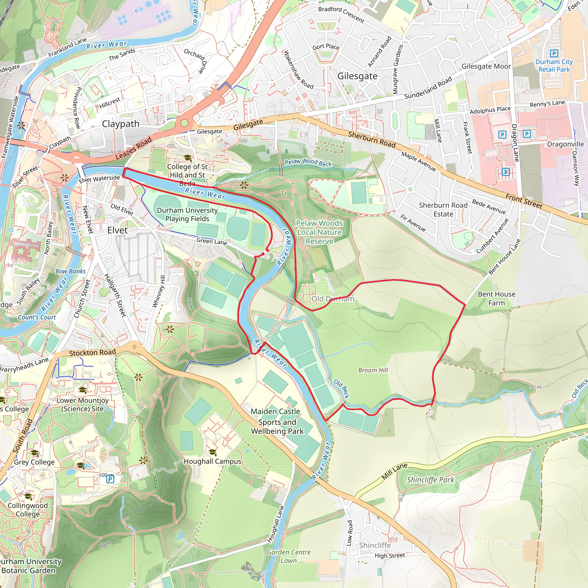 Durham Circular Walk mobile static map