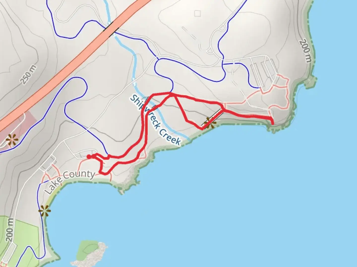 An image depicting the trail Superior Hiking Loop and its surrounding area.