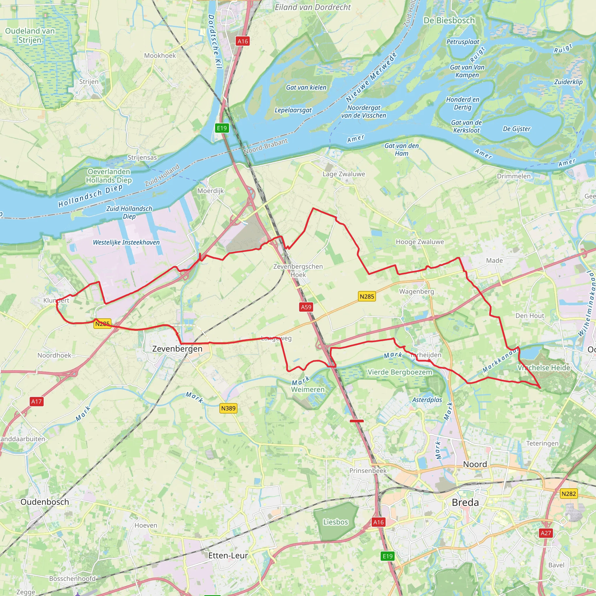 Vrachelse Heide, Groenstrook and De Kleine Schans Loop mobile static map