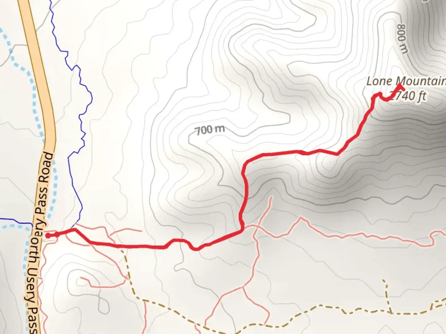 An image depicting the trail Lone Mountain Trail and its surrounding area.