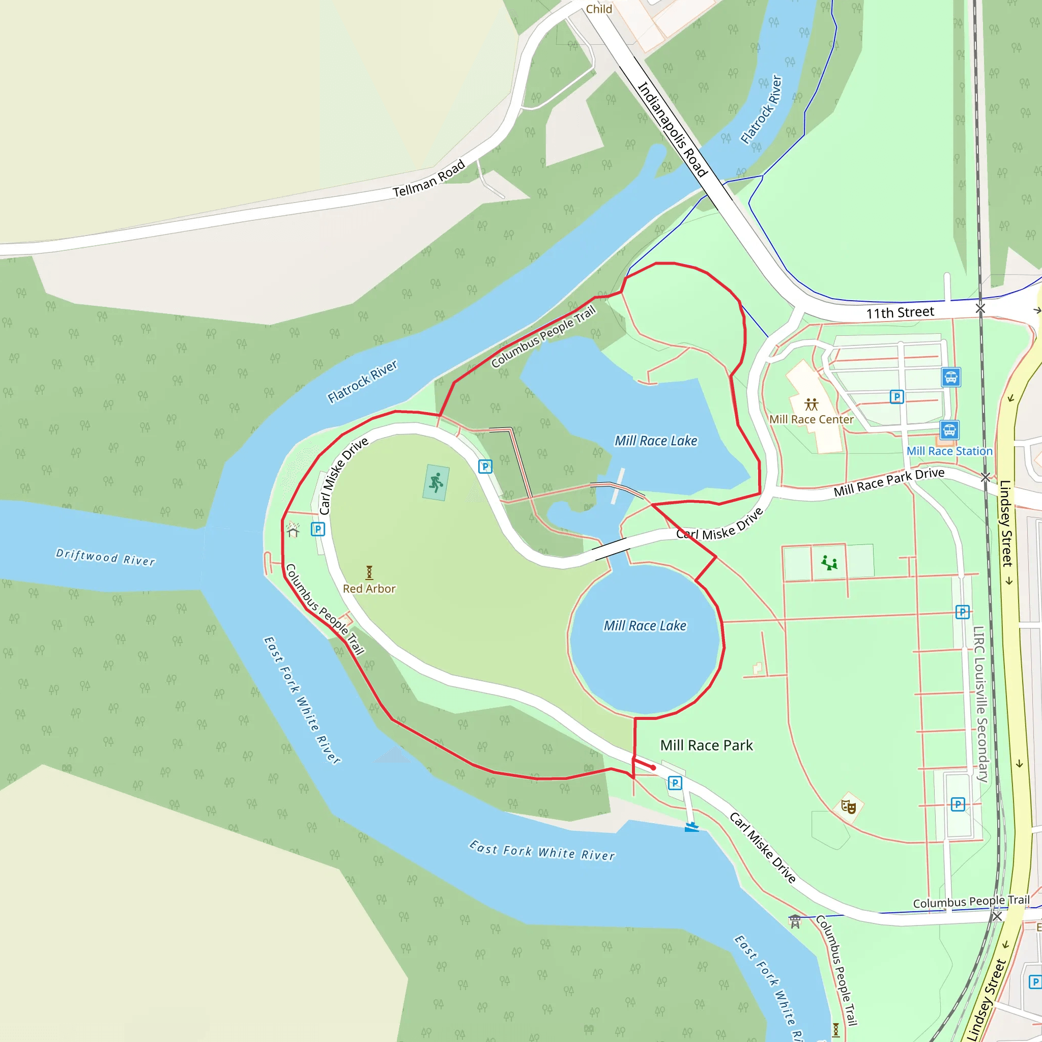 Mill Race Lake Loop mobile static map