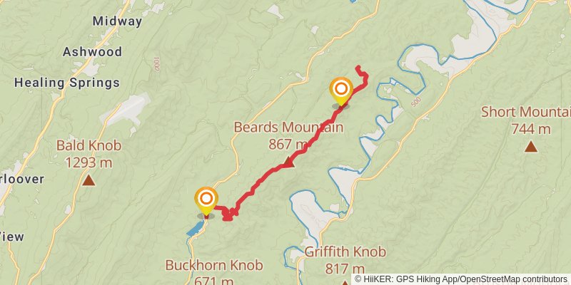 Beards Mountain Trail stage 2 Map