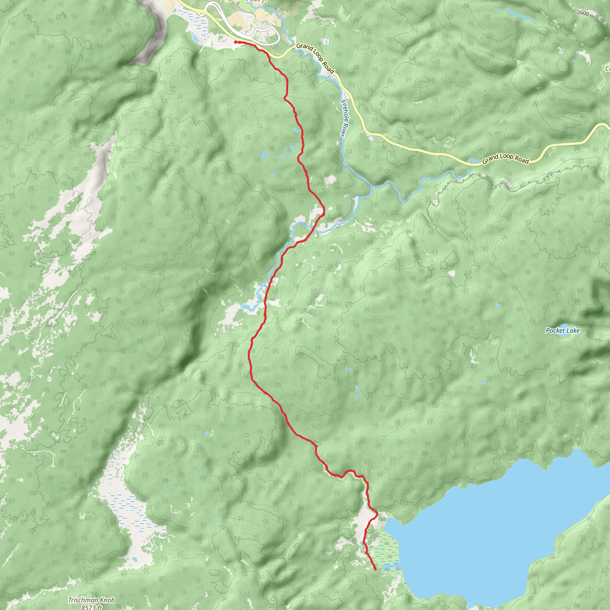 Shoshone Lake Trail mobile static map