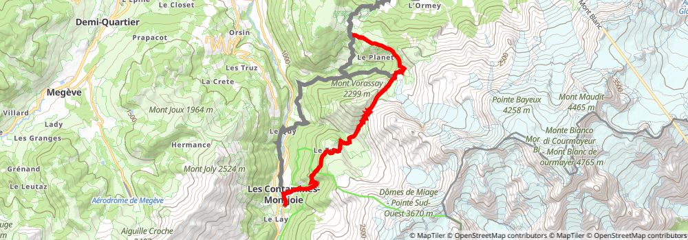 Tour du Mont Blanc alt 1 Map