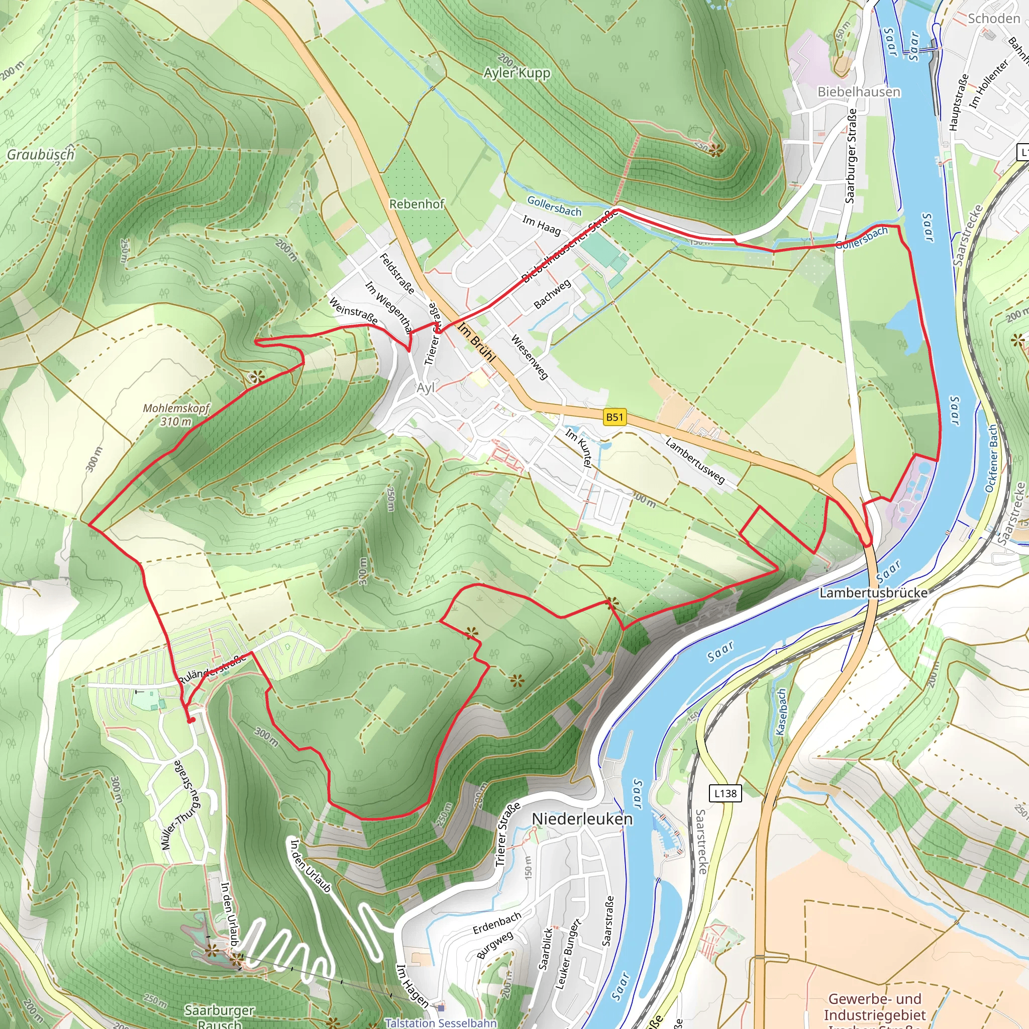 Saar and Mohlemskopf Loop mobile static map