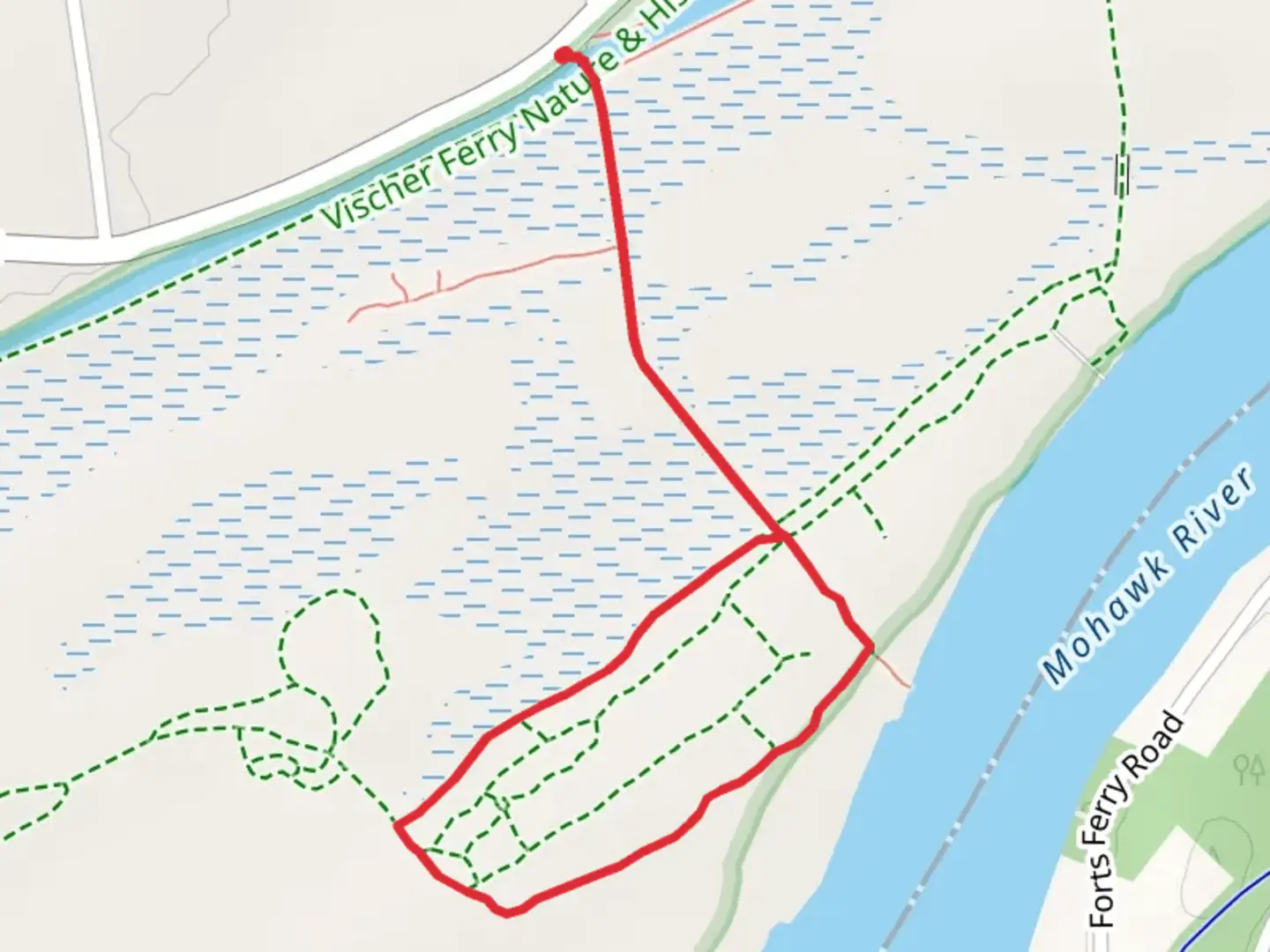 An image depicting the trail Erie Canal Towpath via Forts Ferry Loop and its surrounding area.