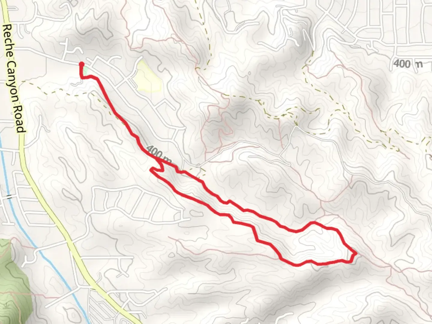 An image depicting the trail Yogging down to the Dam Loop - Prado Park and its surrounding area.