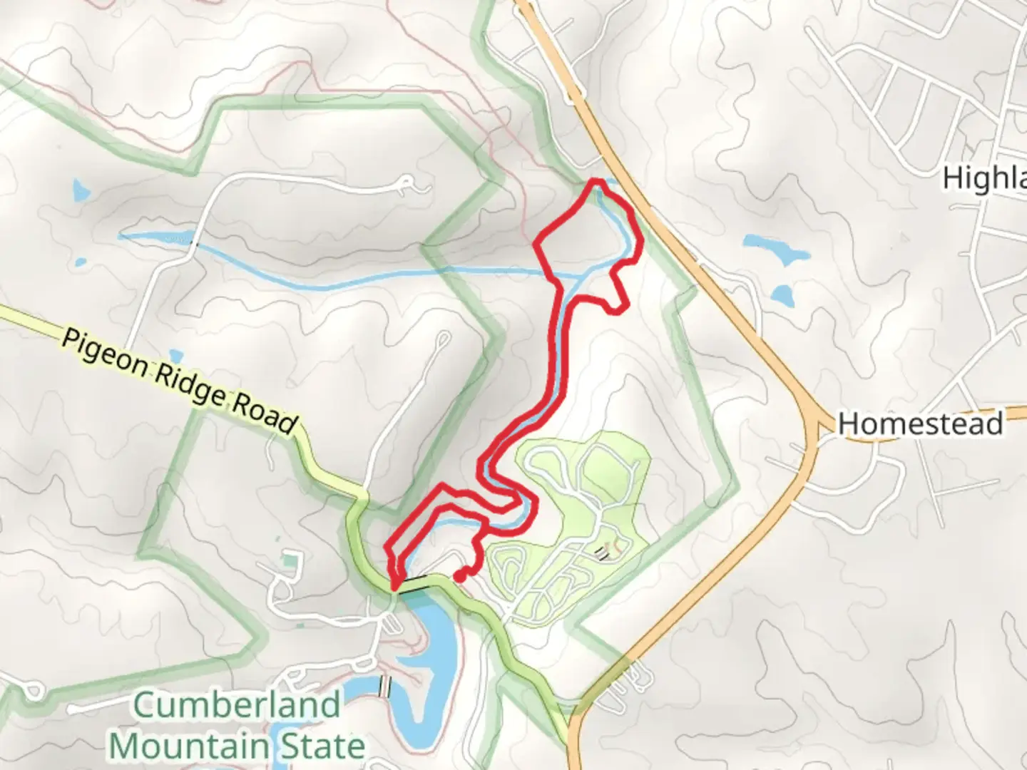 An image depicting the trail Cumberland Mountain Loop and its surrounding area.