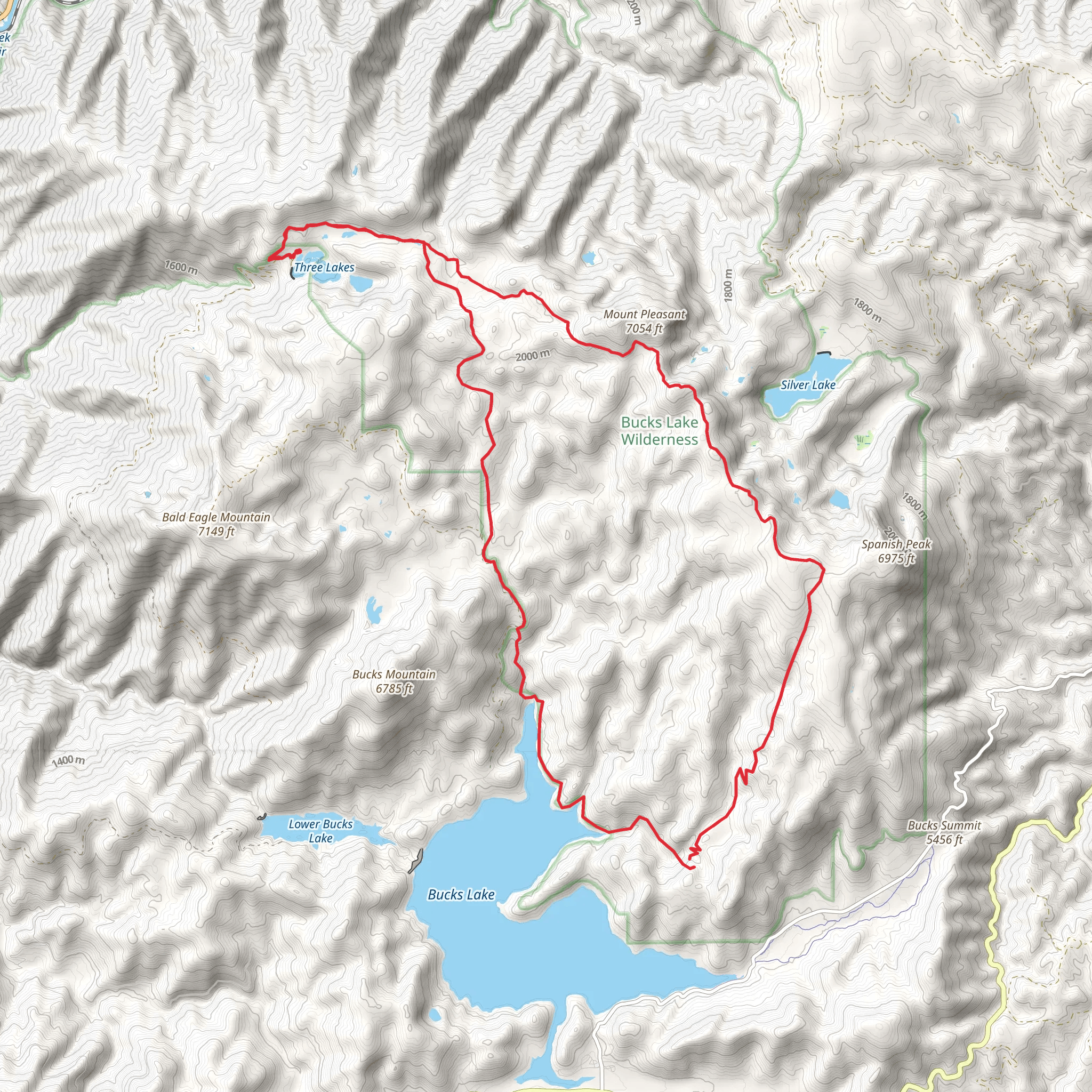 Bucks Lake Wilderness Loop mobile static map