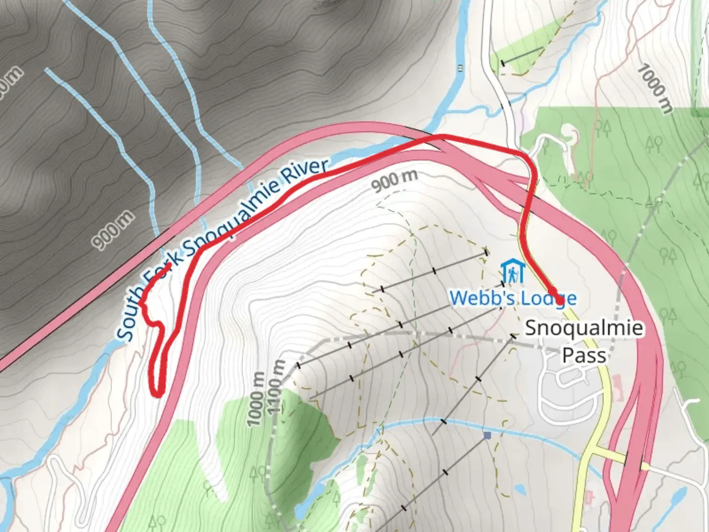 An image depicting the trail Franklin Falls and its surrounding area.