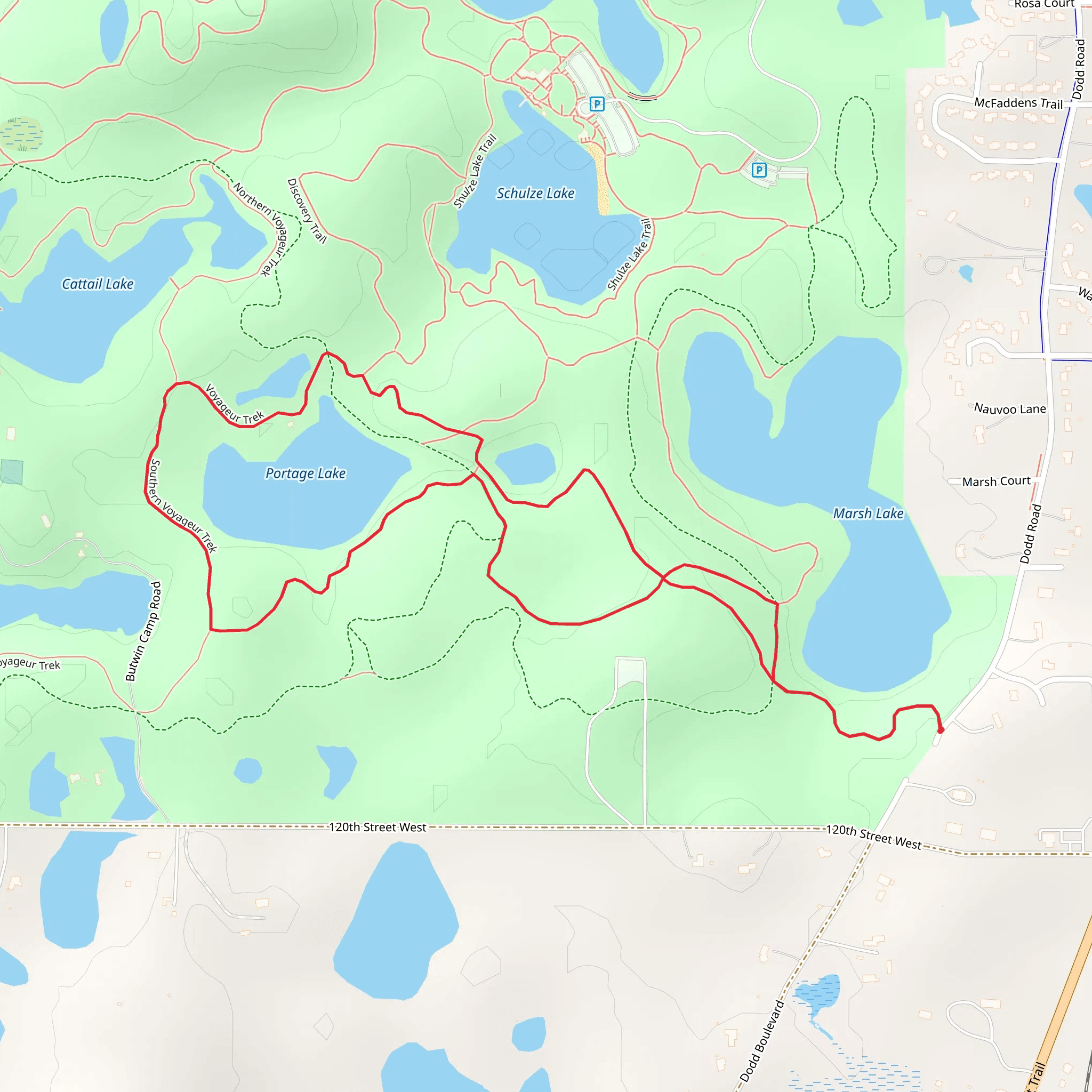 Portage Lake via Voyageur Trek mobile static map