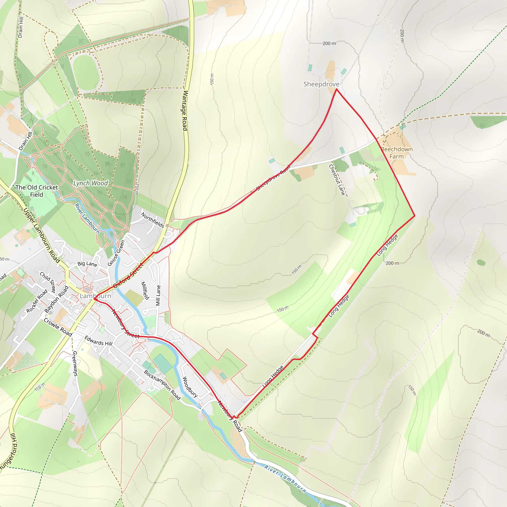 Lambourne and Mill Bottom Loop mobile static map