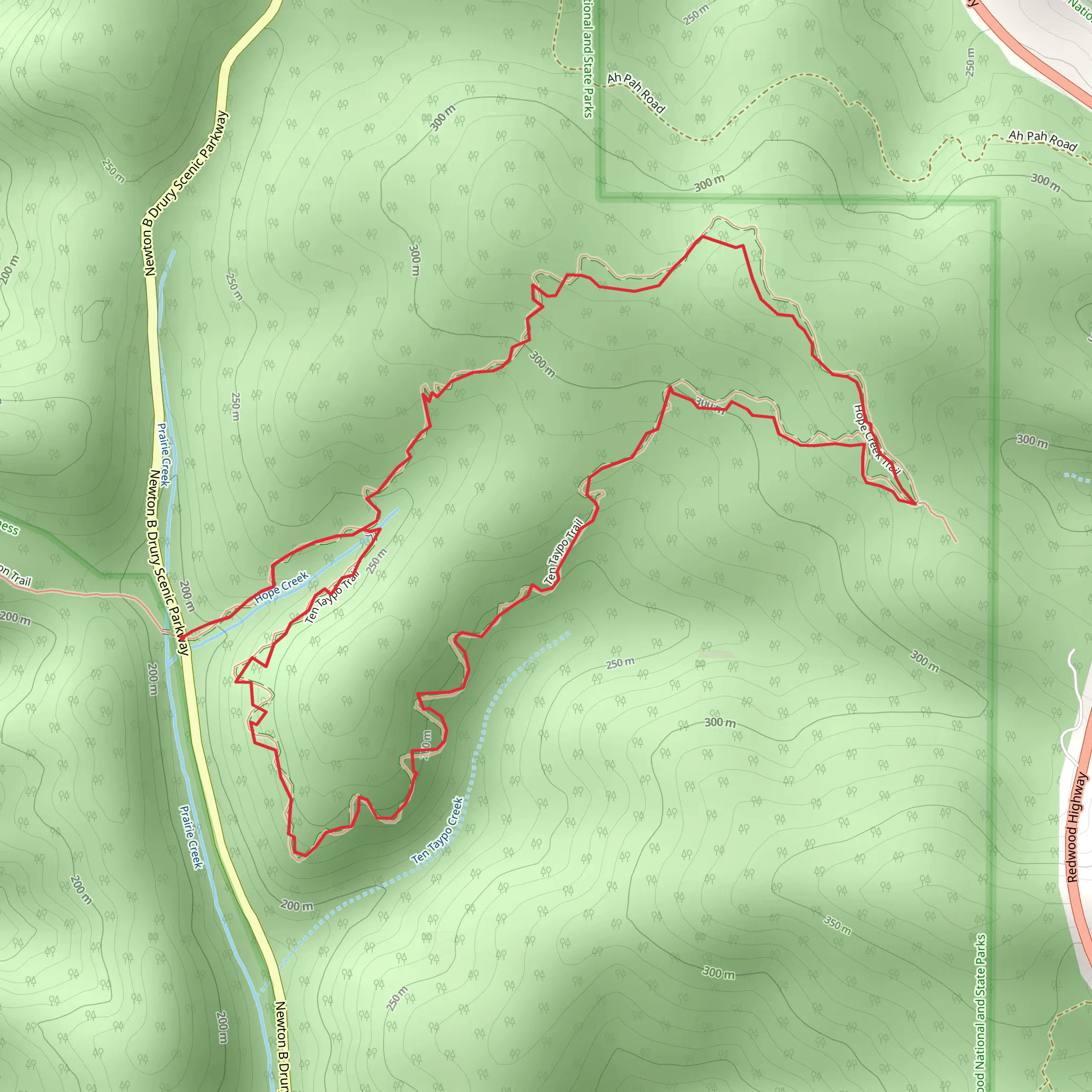 Hope Creek and Ten Taypo Loop Trail mobile static map