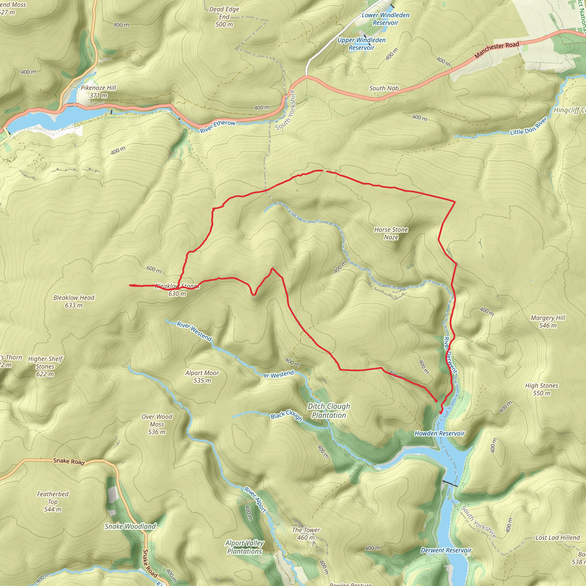 Bleaklow Stones from King's Tree - Derwent Valley mobile static map
