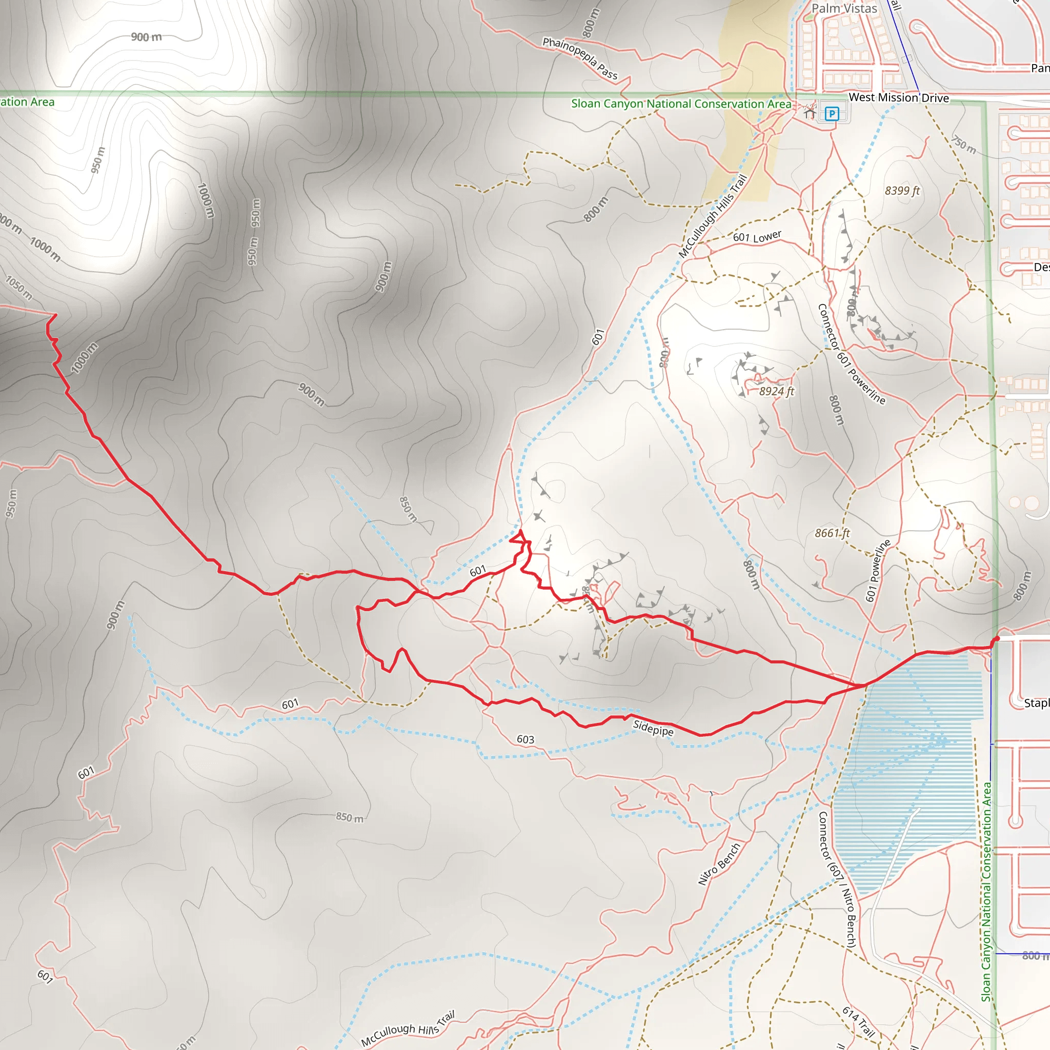 McCullough Hills Trail and Sidepipe Loop mobile static map