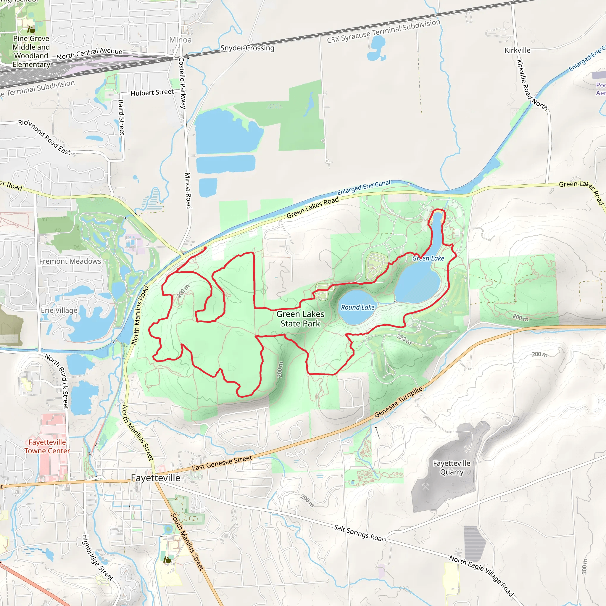 Round and Green Lake Loop Trail via Deer Run Trail mobile static map