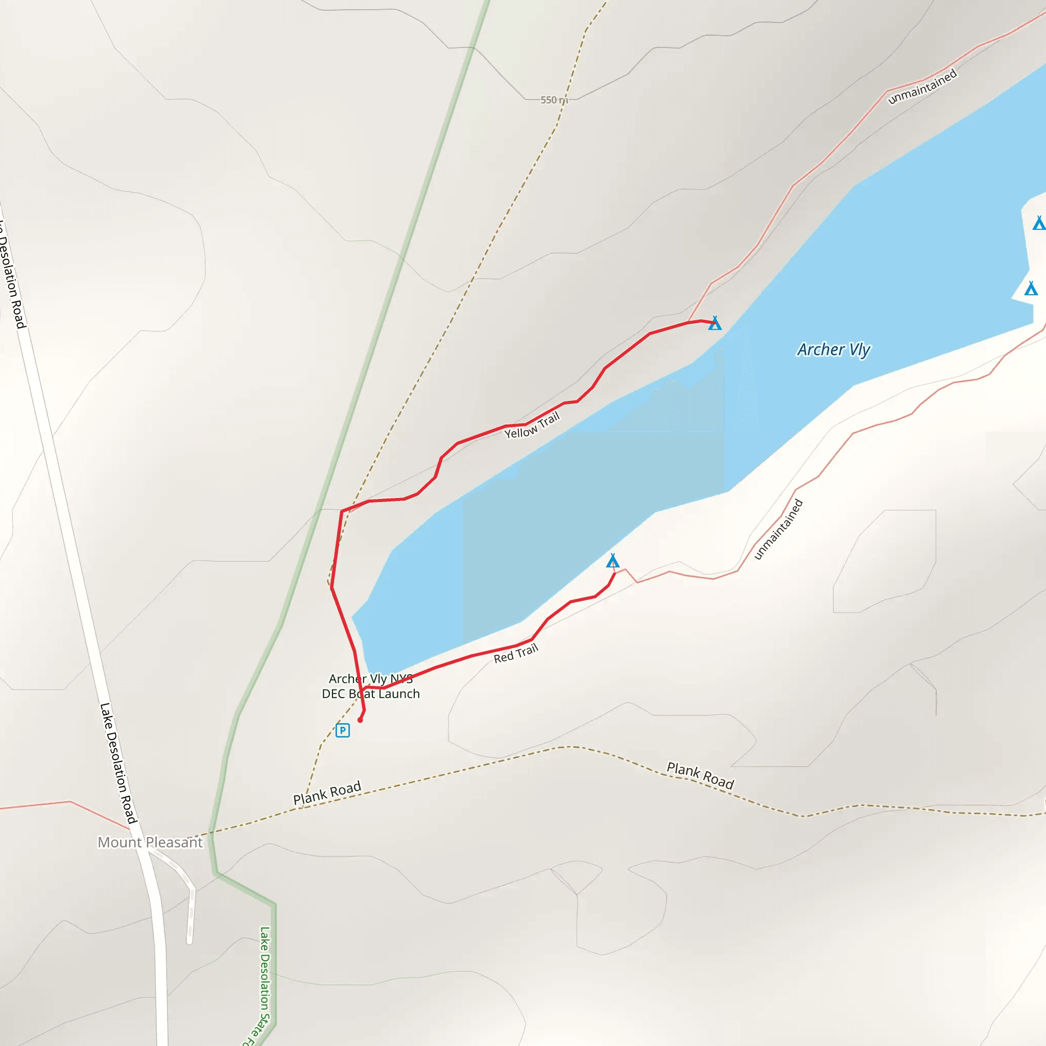 Archer Vly - Red and Yellow Trail mobile static map