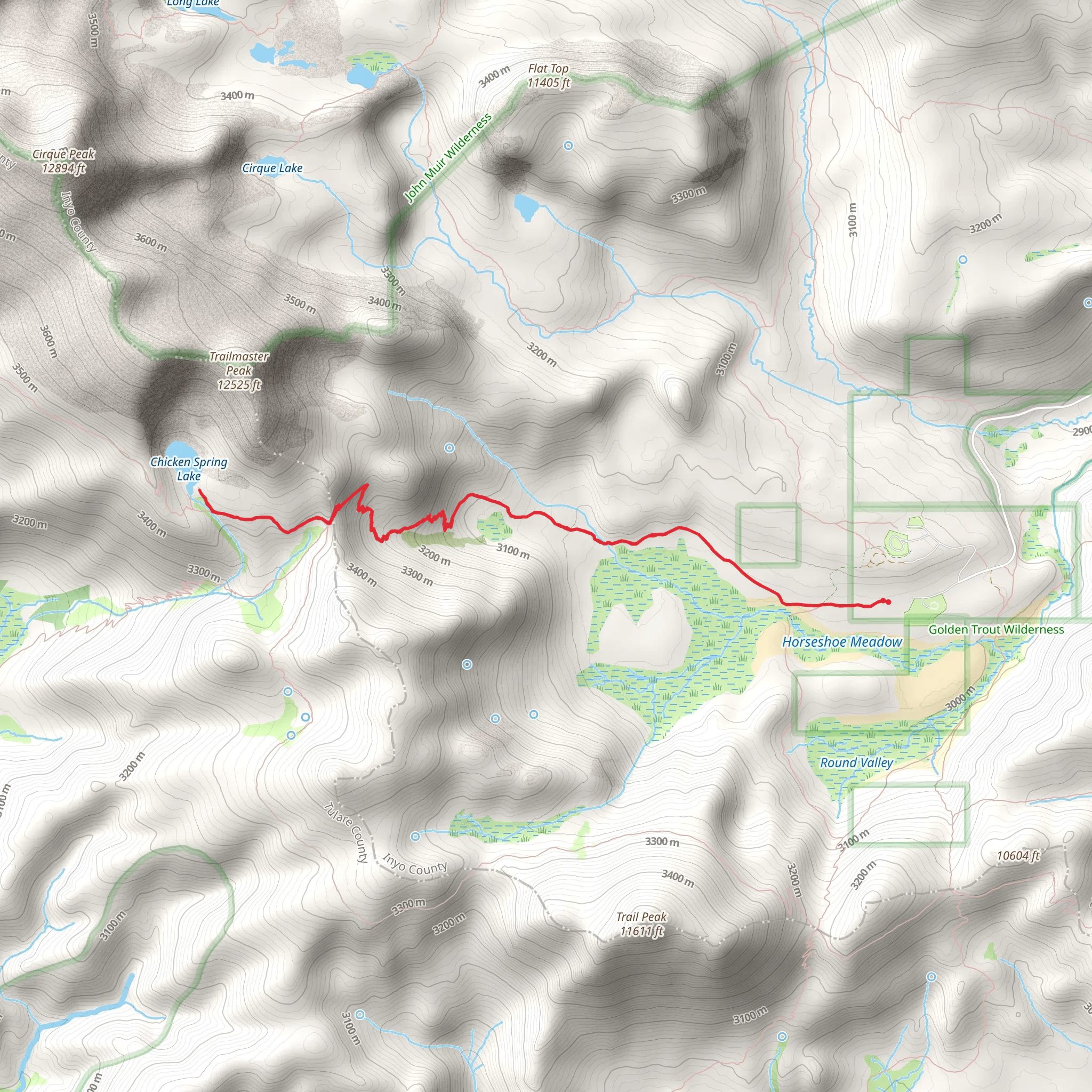 Chicken Spring Lake via Cottonwood Pass Trail mobile static map