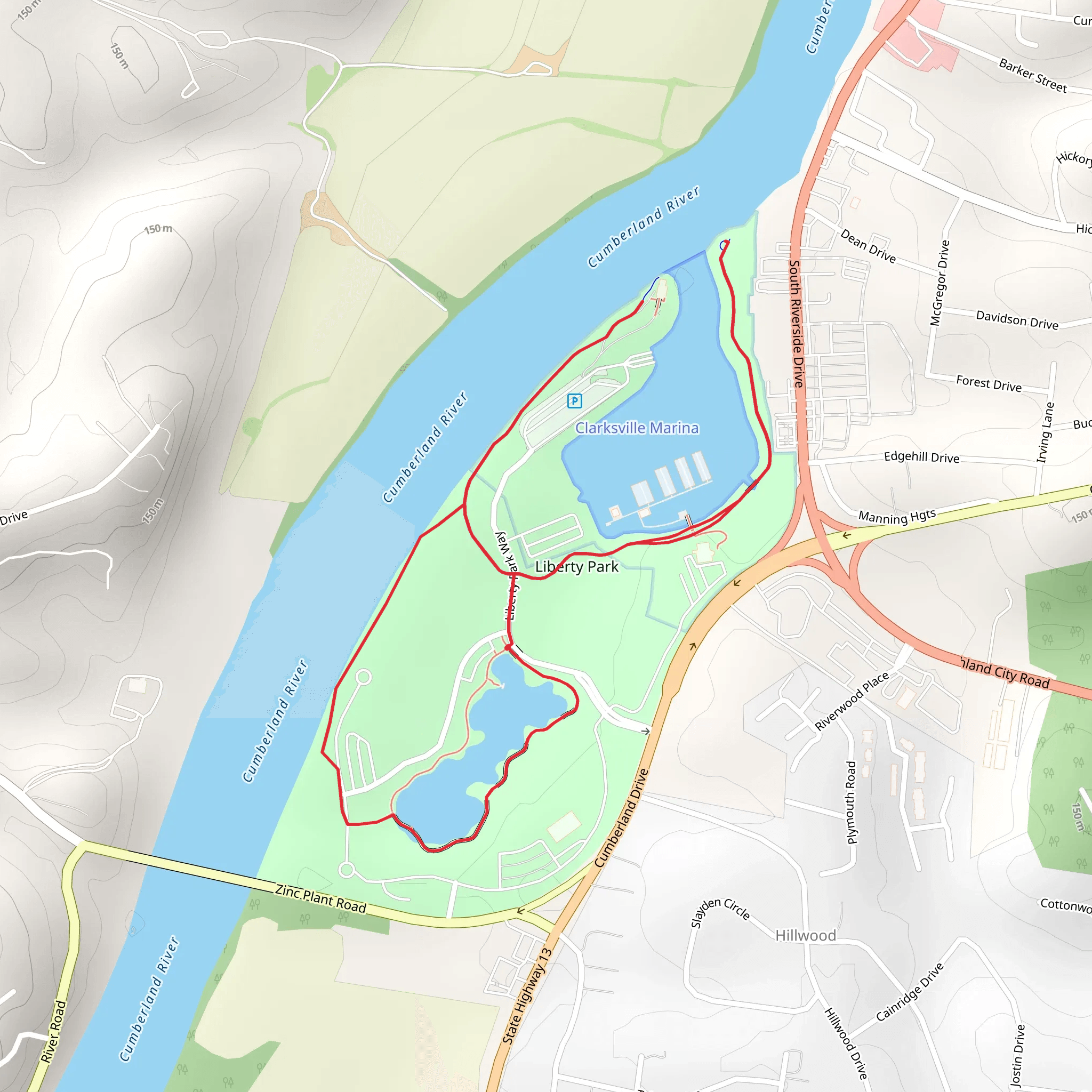 Freedom Point at Liberty Park and Cumberland River Loop mobile static map
