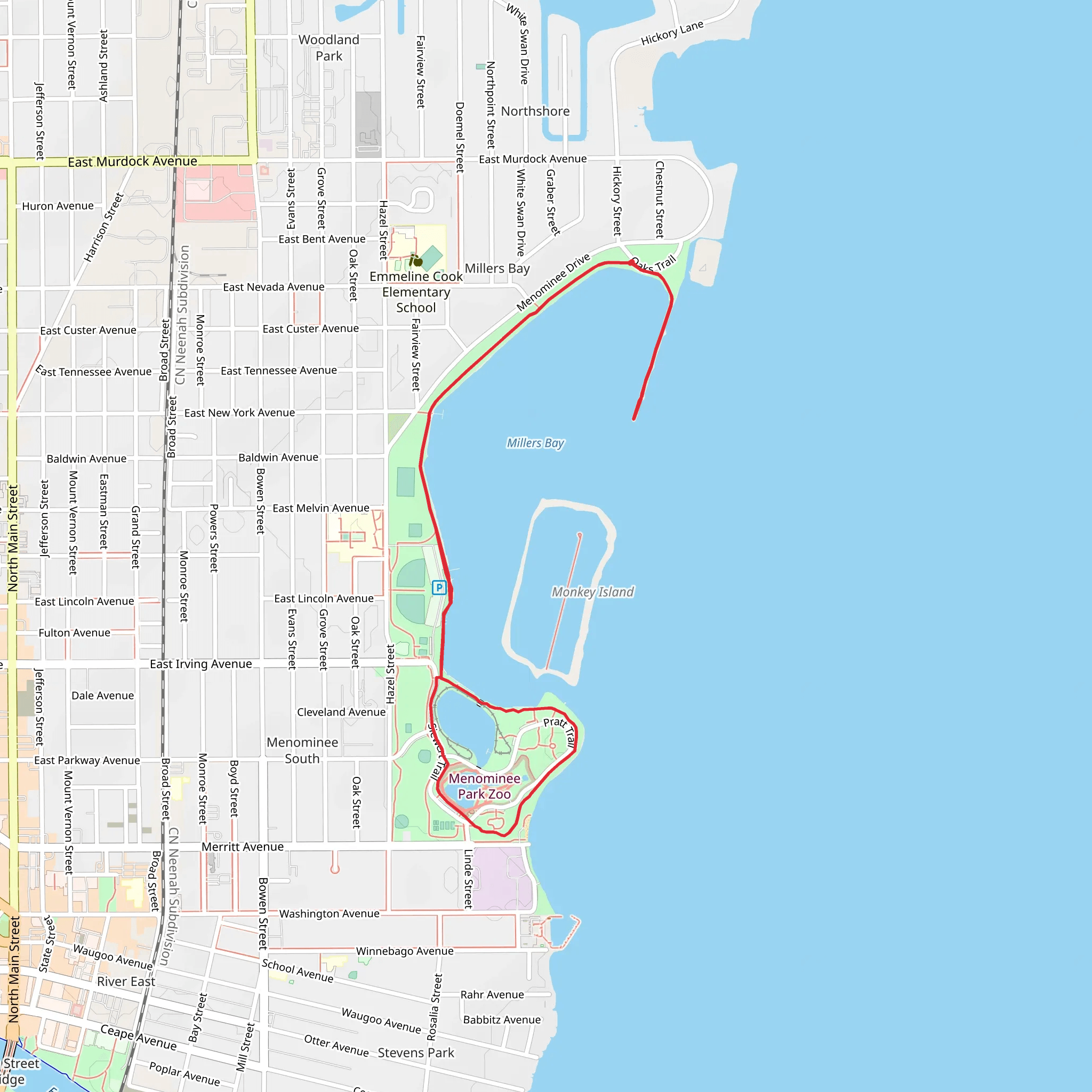 Menominee Park Loop mobile static map