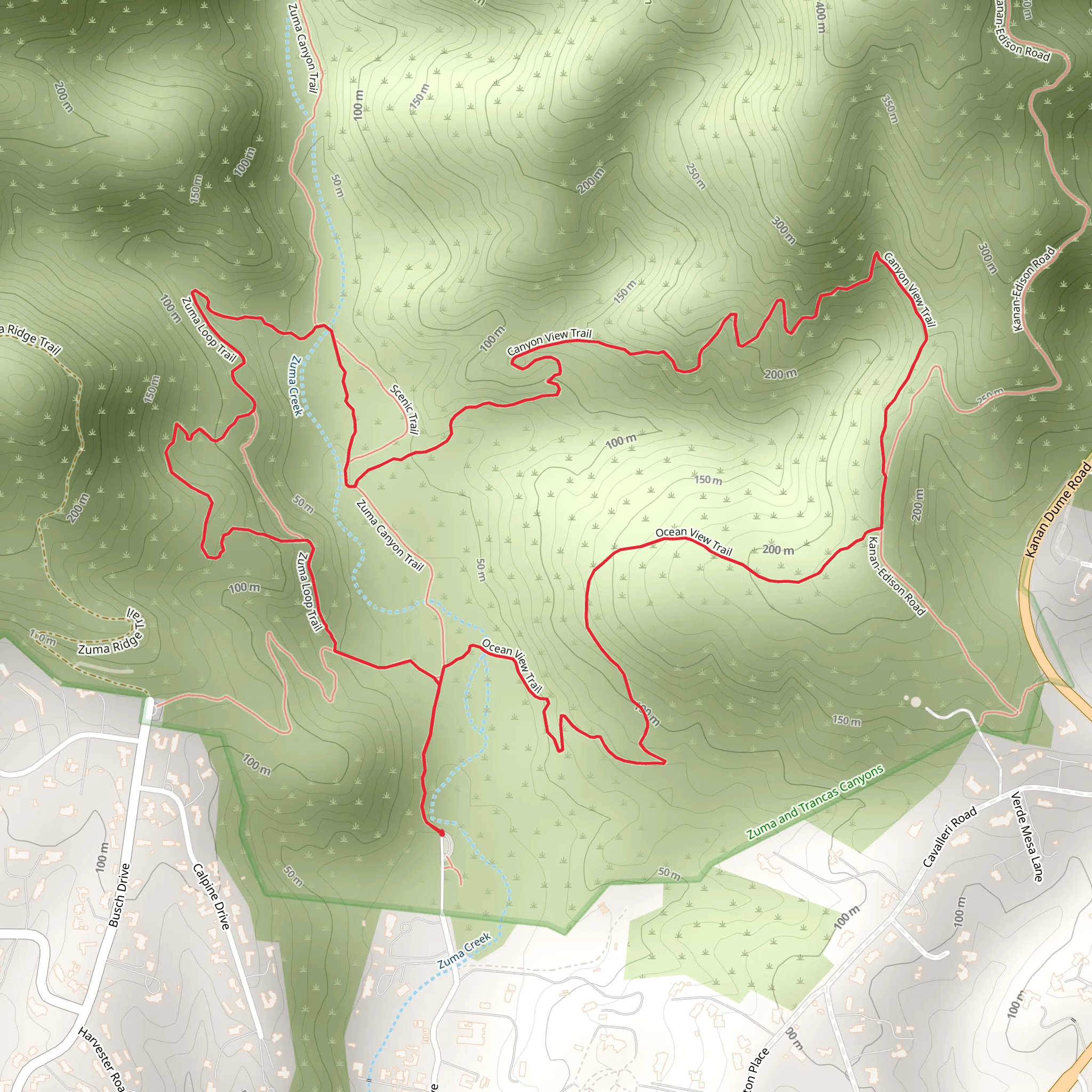 Ocean and Canyon View Trail mobile static map