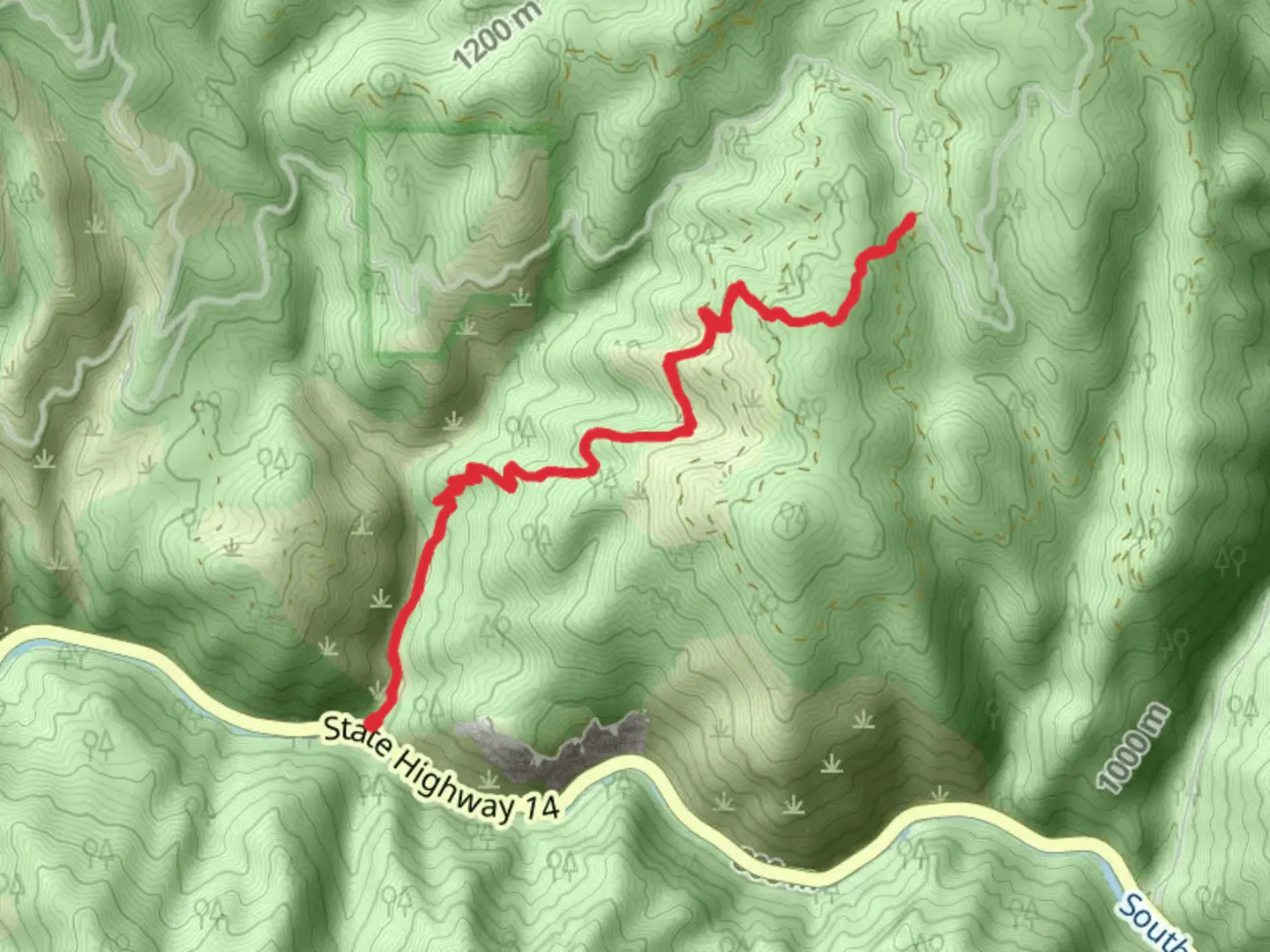 An image depicting the trail Cougar Creek trail - State Highway 14 and its surrounding area.