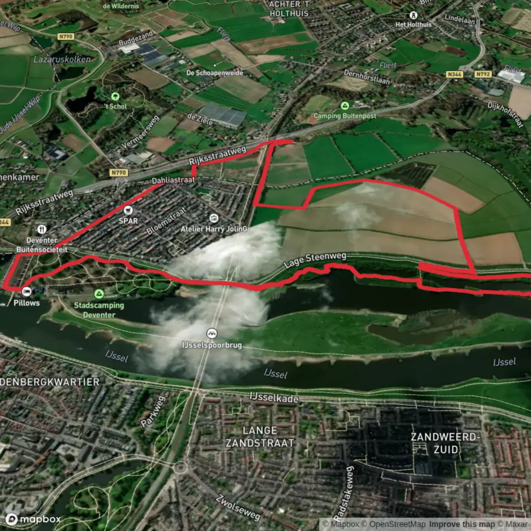 An image depicting the trail Deventer and Het Stadsland Loop and its surrounding area.