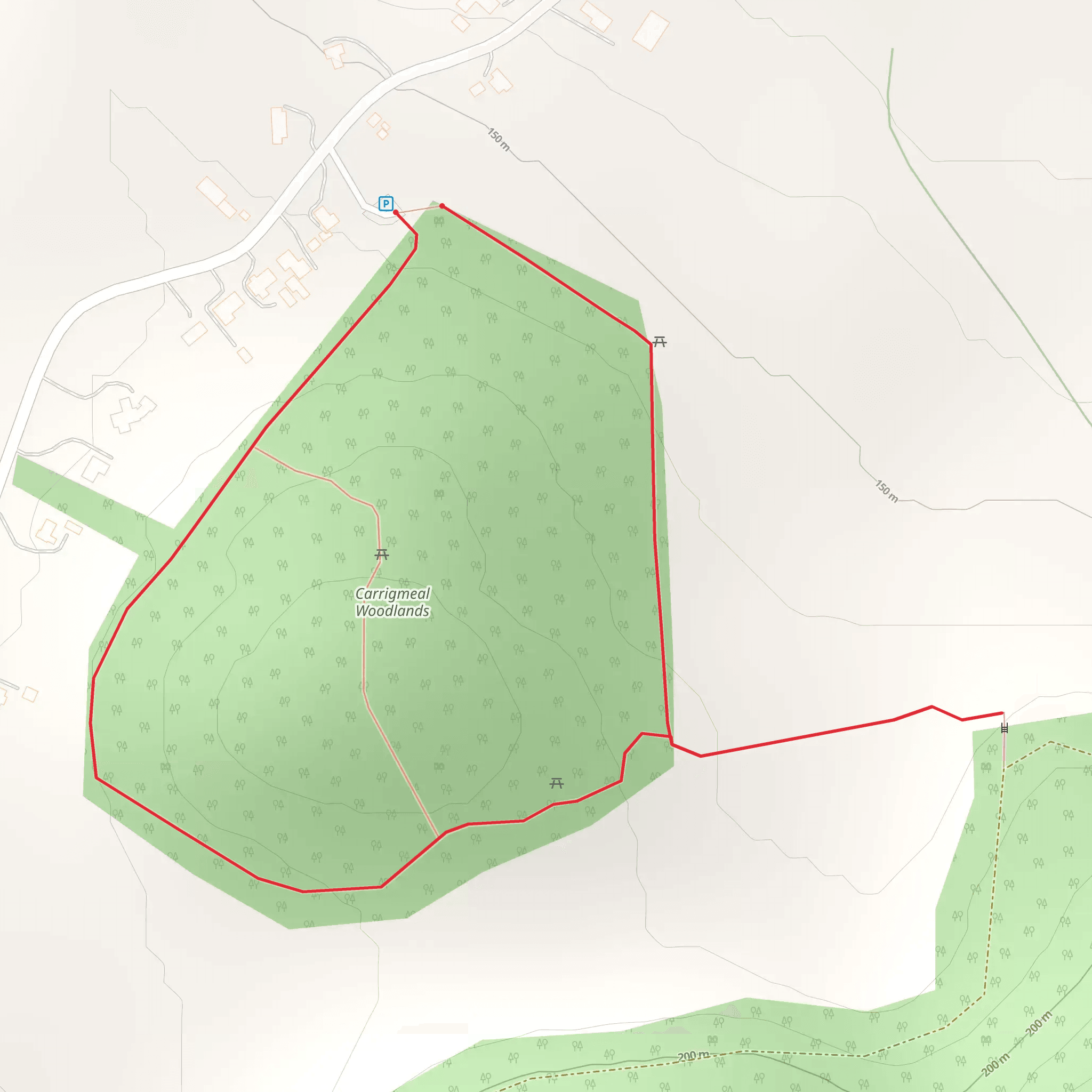Carrigmeal Woodlands Loops - Milo's Circuit mobile static map