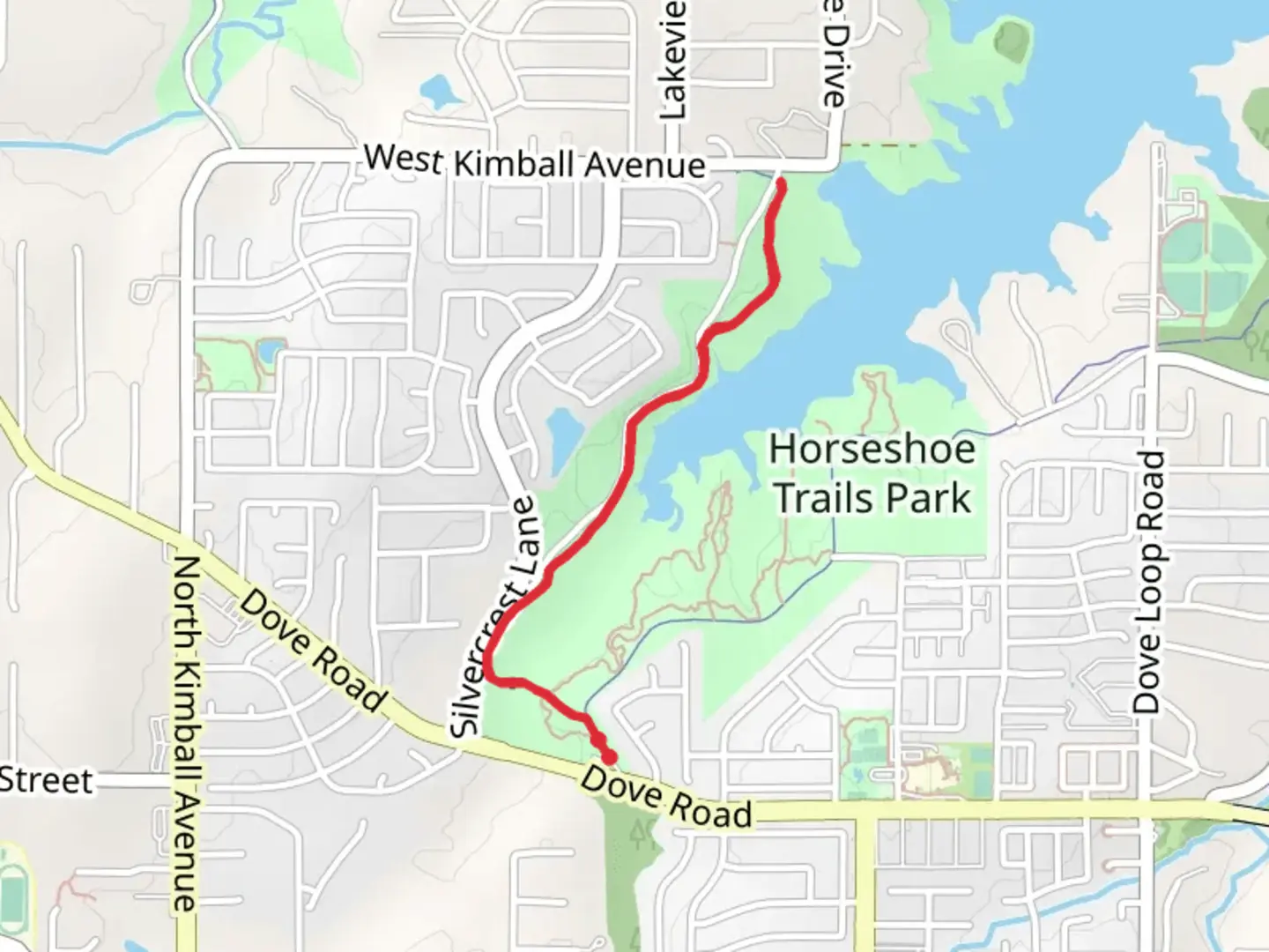 An image depicting the trail Walk along Jones Branch from Dove Road and its surrounding area.
