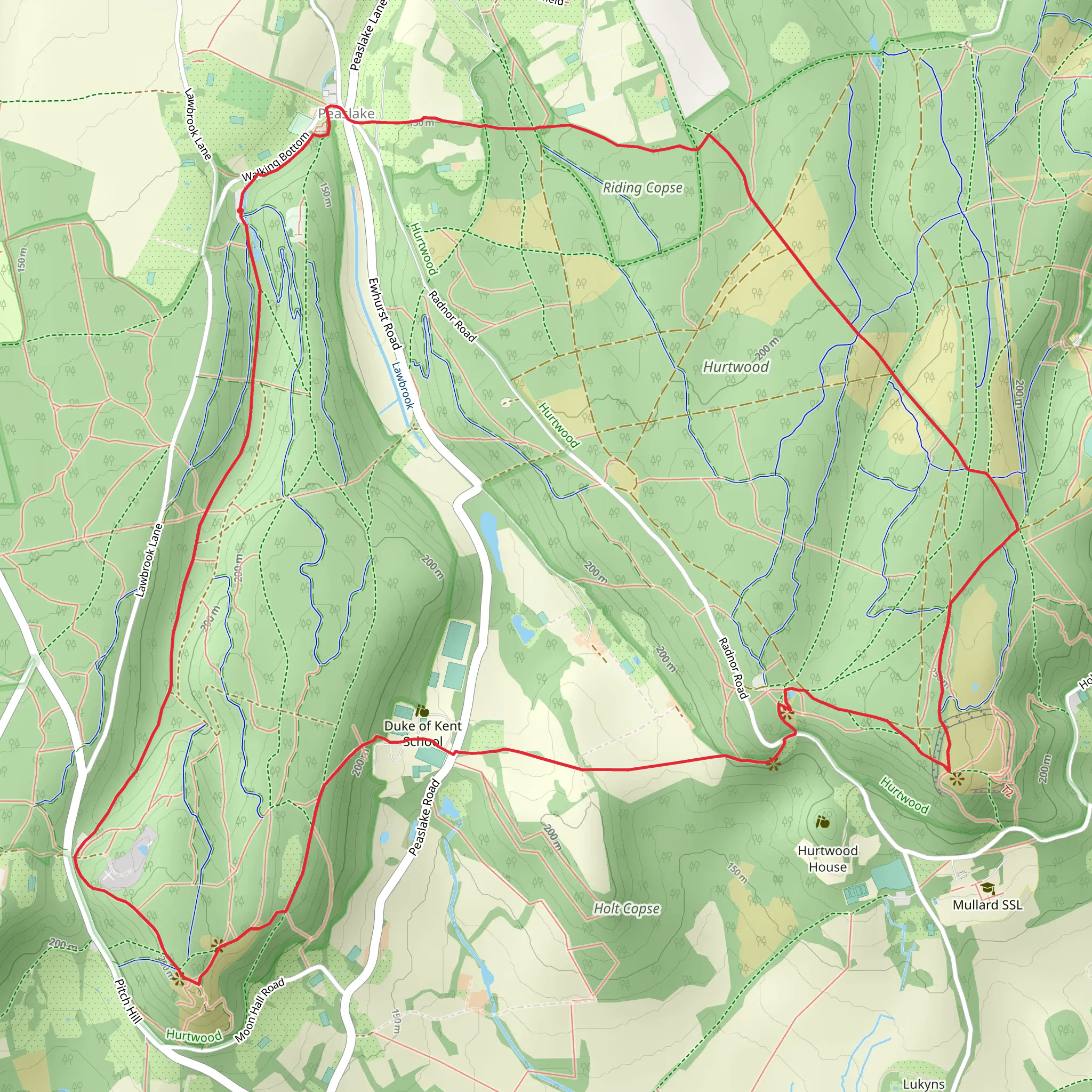 Hurt Wood and Pitch Hill Loop mobile static map