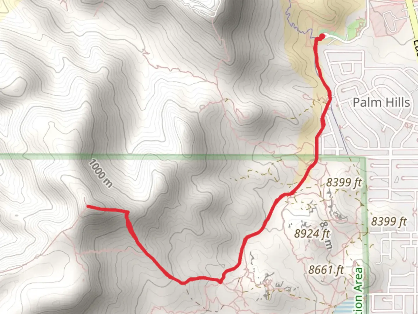 An image depicting the trail McCullcough Hills Trail and Canal Connector and its surrounding area.