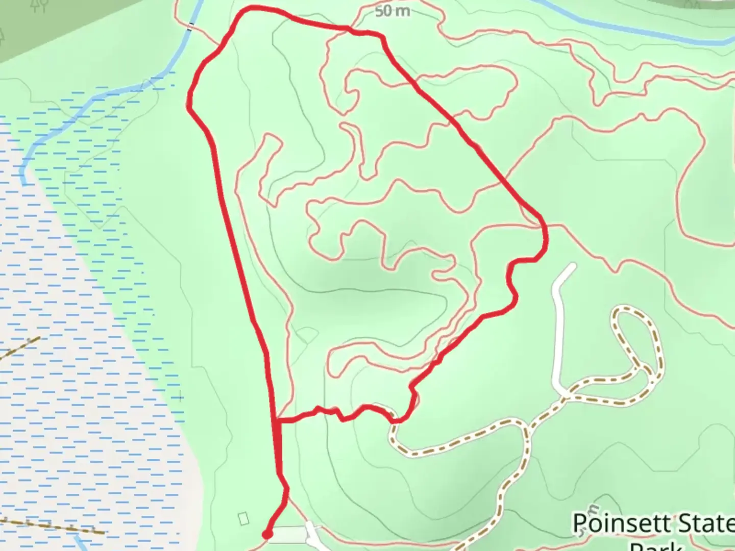 An image depicting the trail Palmetto - Wateree Passage and Scout Loop Trail and its surrounding area.
