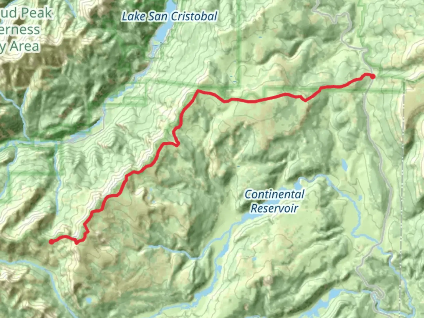 An image depicting the trail Continental Divide Trail via Spring Creek Pass and its surrounding area.