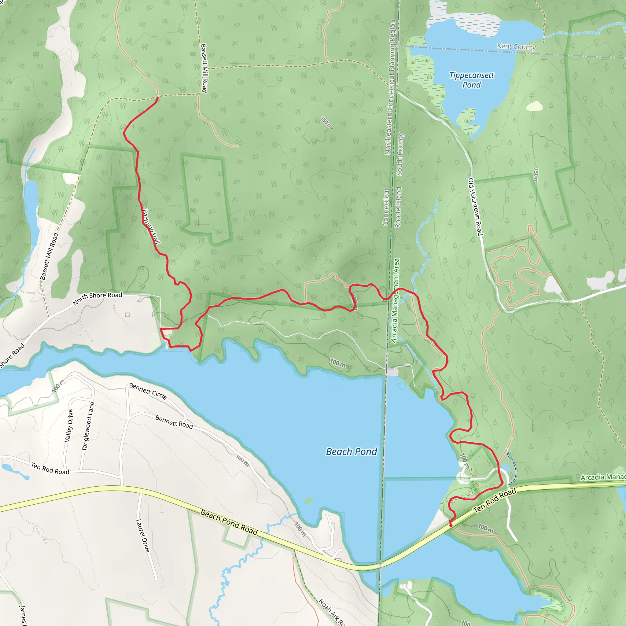 Beach Pond - Pachaug Trail mobile static map