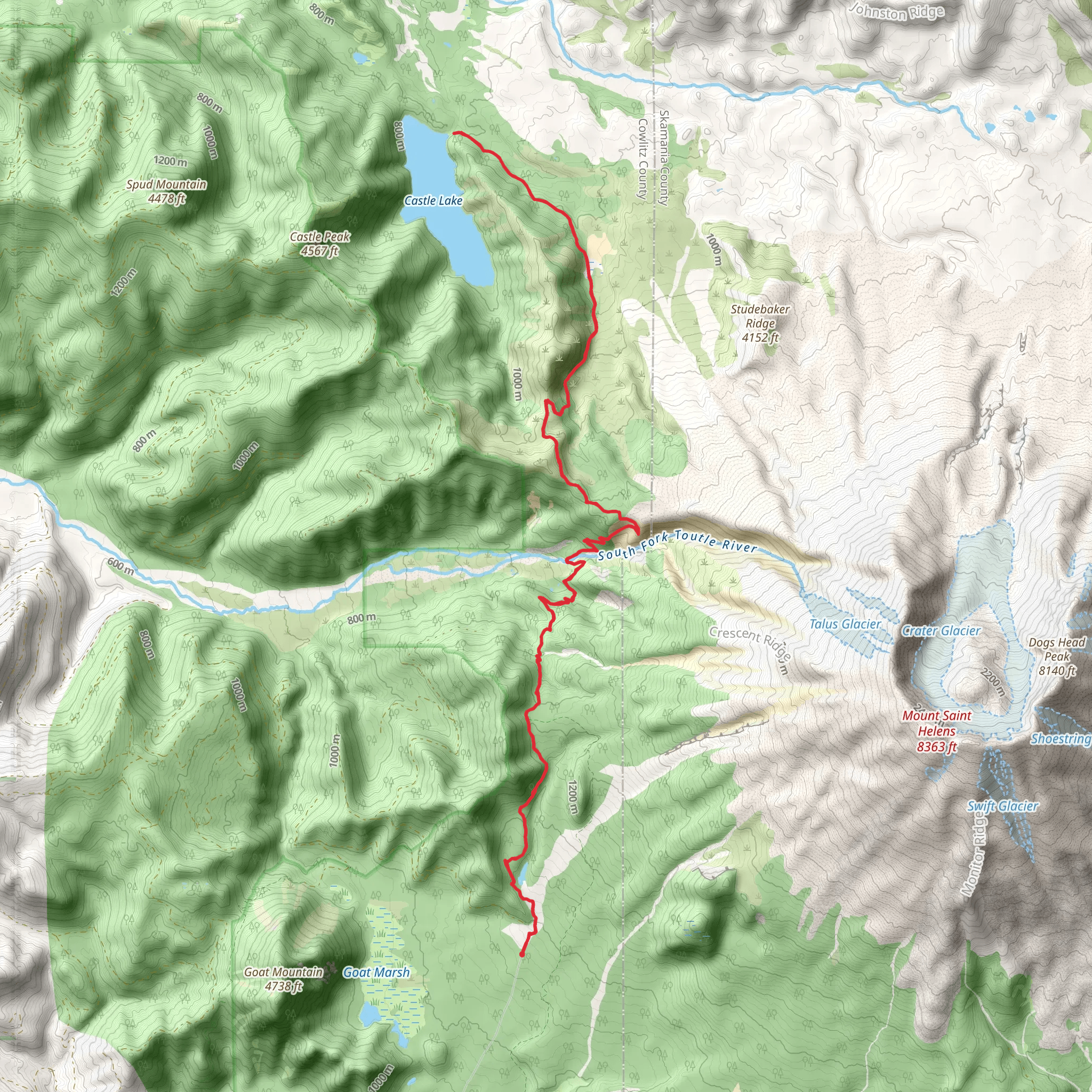 Toutle Trail and Castle Lake Trail mobile static map
