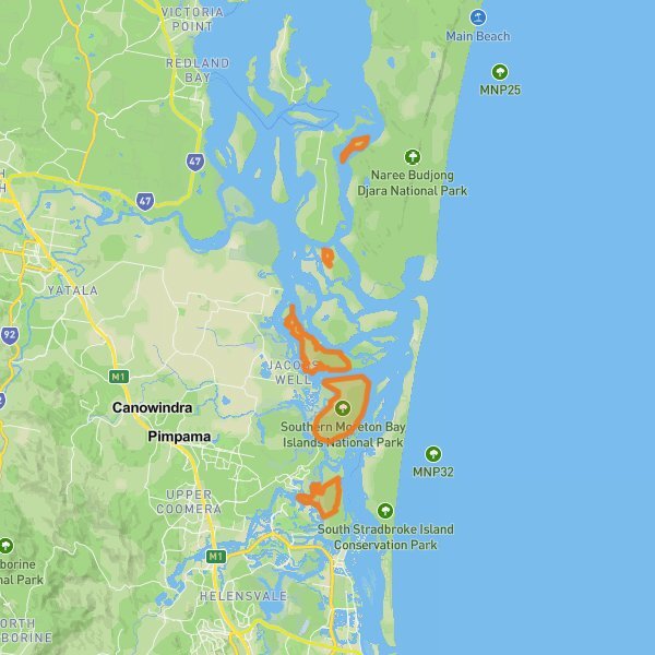 Southern Moreton Bay Islands National Park mobile static map