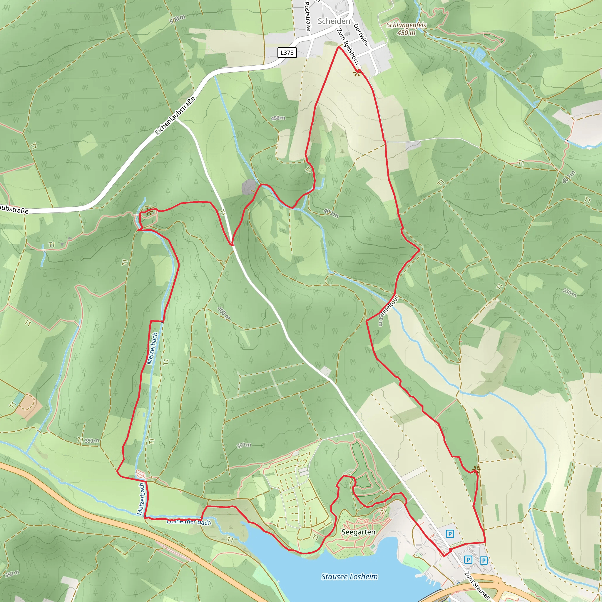 Stausee Losheim, Hirlochshecke and Aussichtspunkt Birkenhain Loop mobile static map