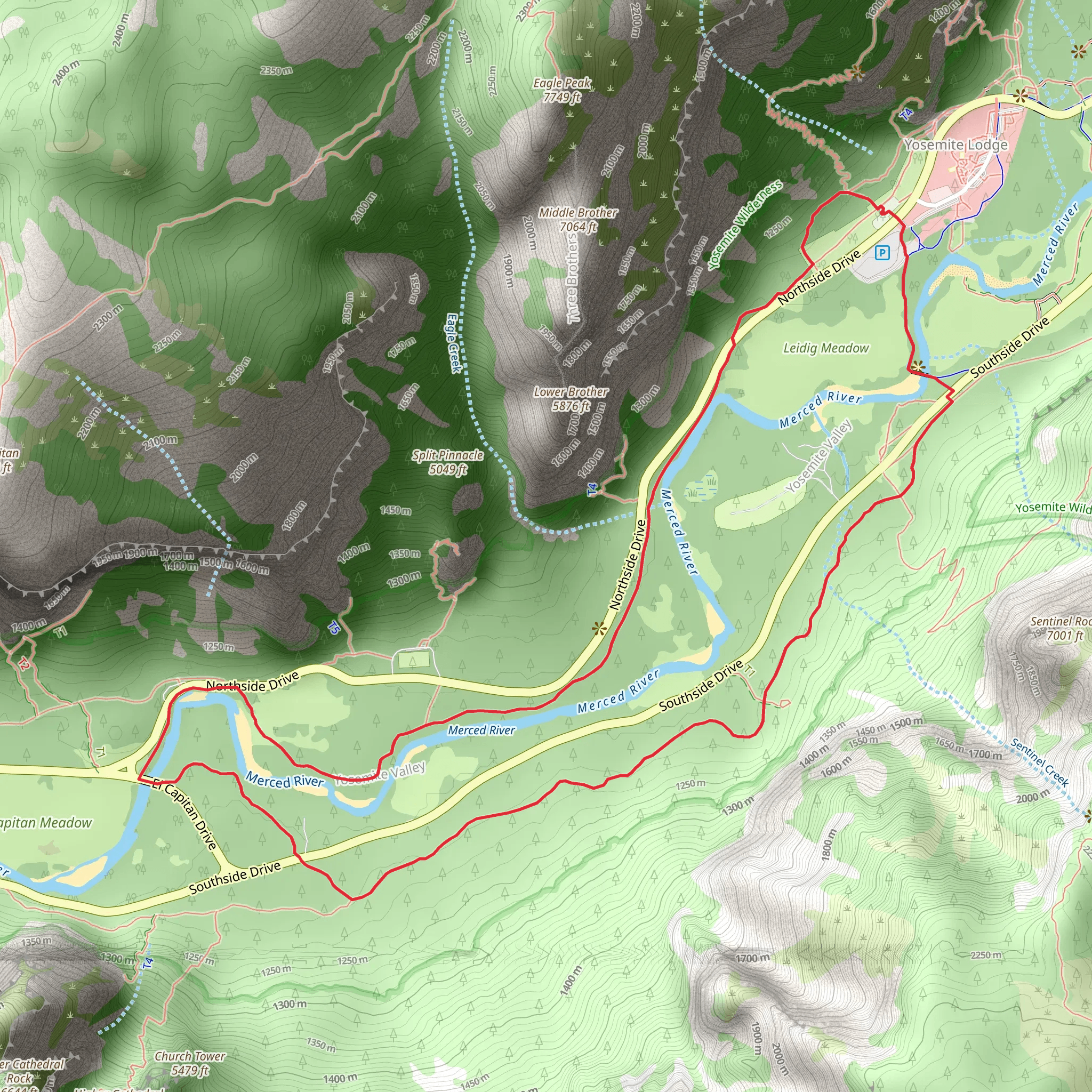 Merced River Loop - Northside Drive mobile static map