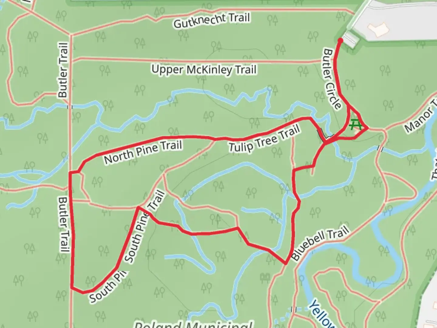 An image depicting the trail North Pine Loop Trail and its surrounding area.