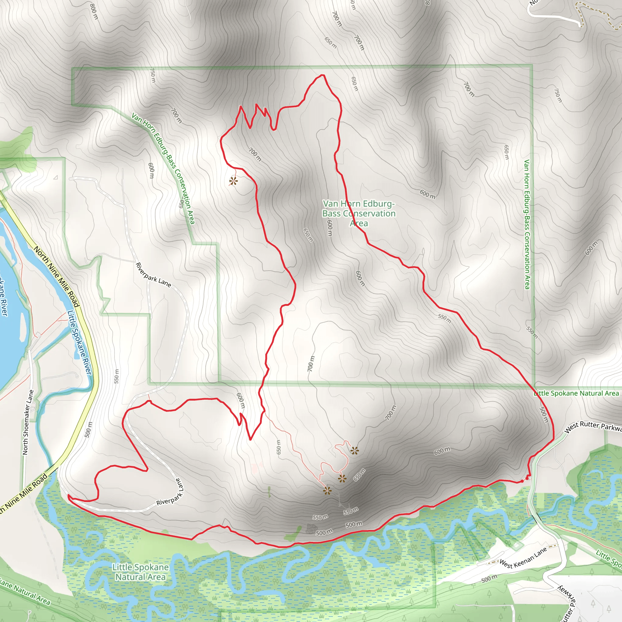 Knothead Trail and Painted Rocks Nature Trail mobile static map