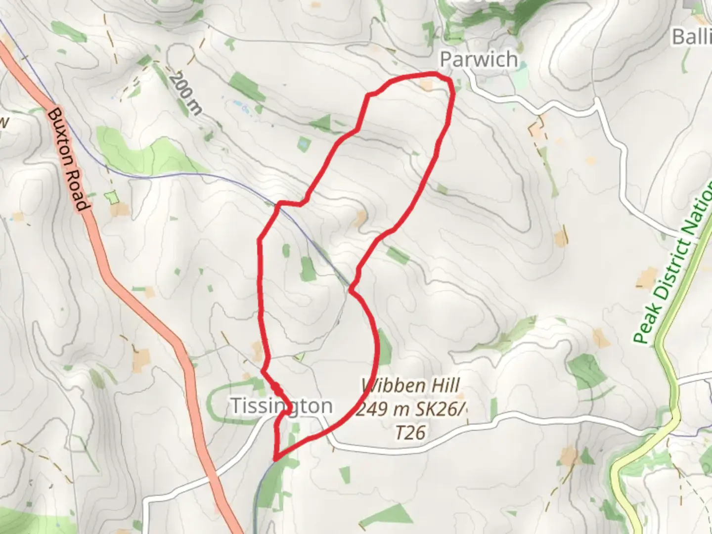 An image depicting the trail Tissington Loop and its surrounding area.