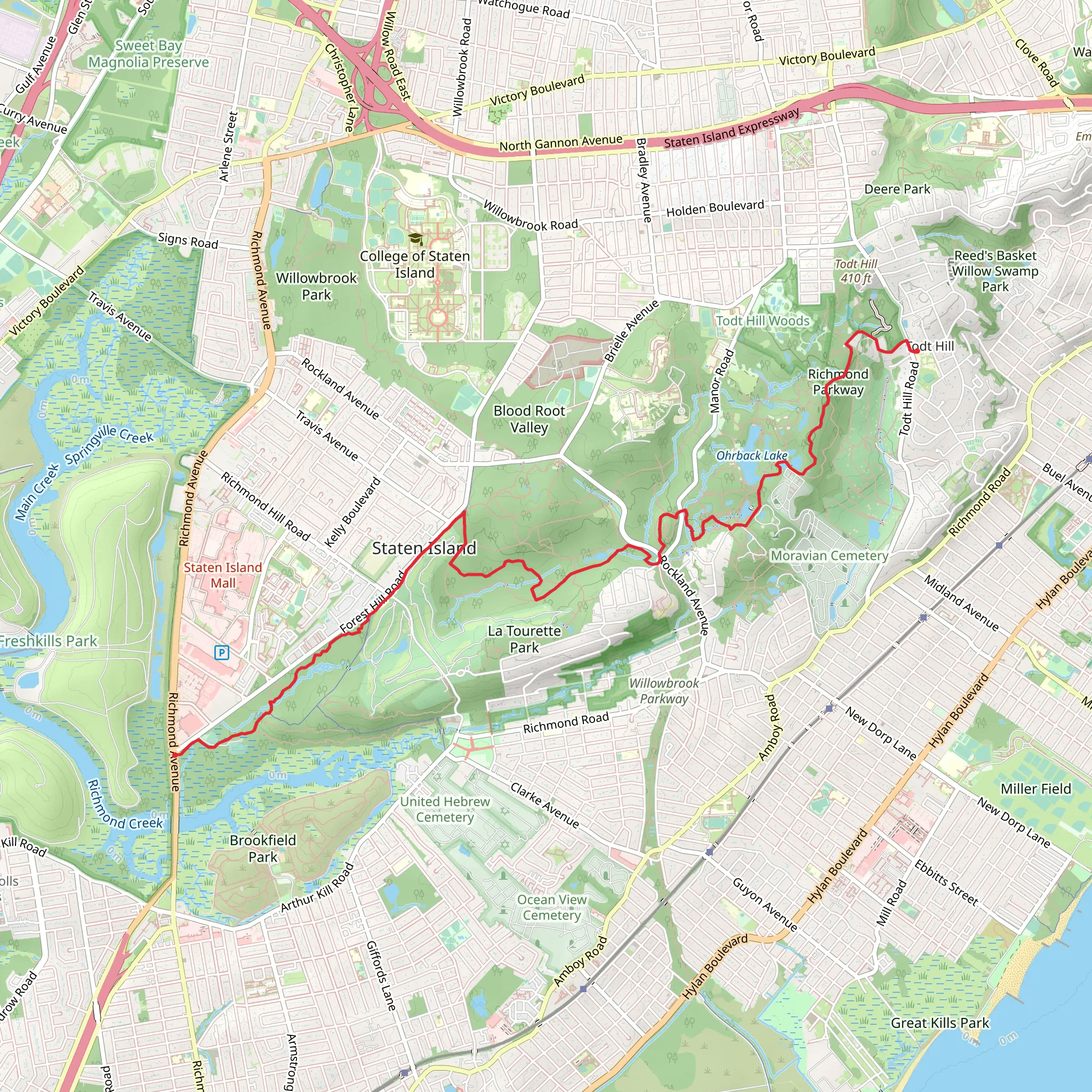 Geenbelt Yellow Trail - Richmond Avenue mobile static map